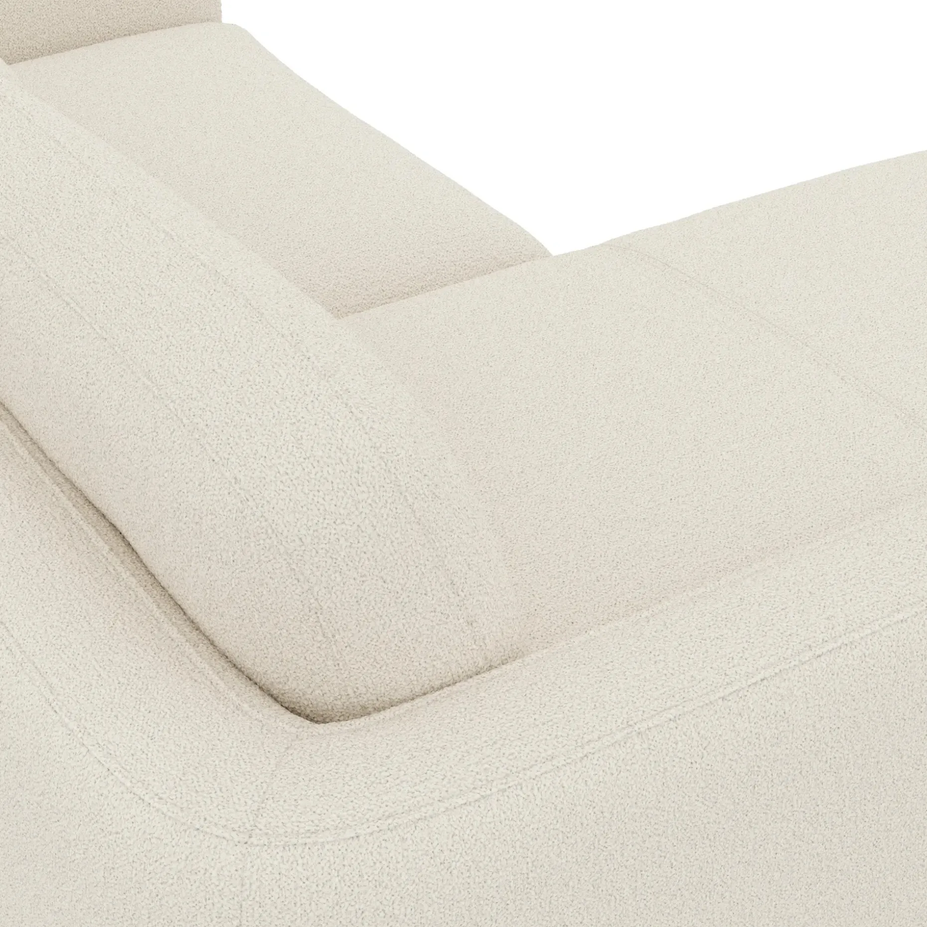 Vati 80" Left Storage Sectional - Natural Oak and Ivory Wool Bouclé