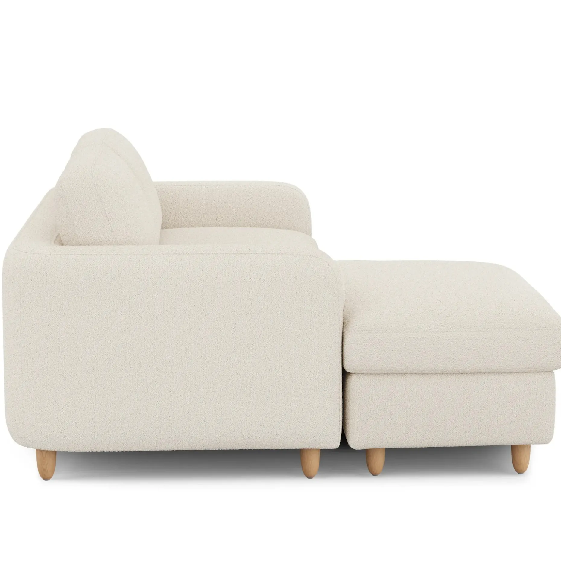 Vati 80" Left Storage Sectional - Natural Oak and Ivory Wool Bouclé