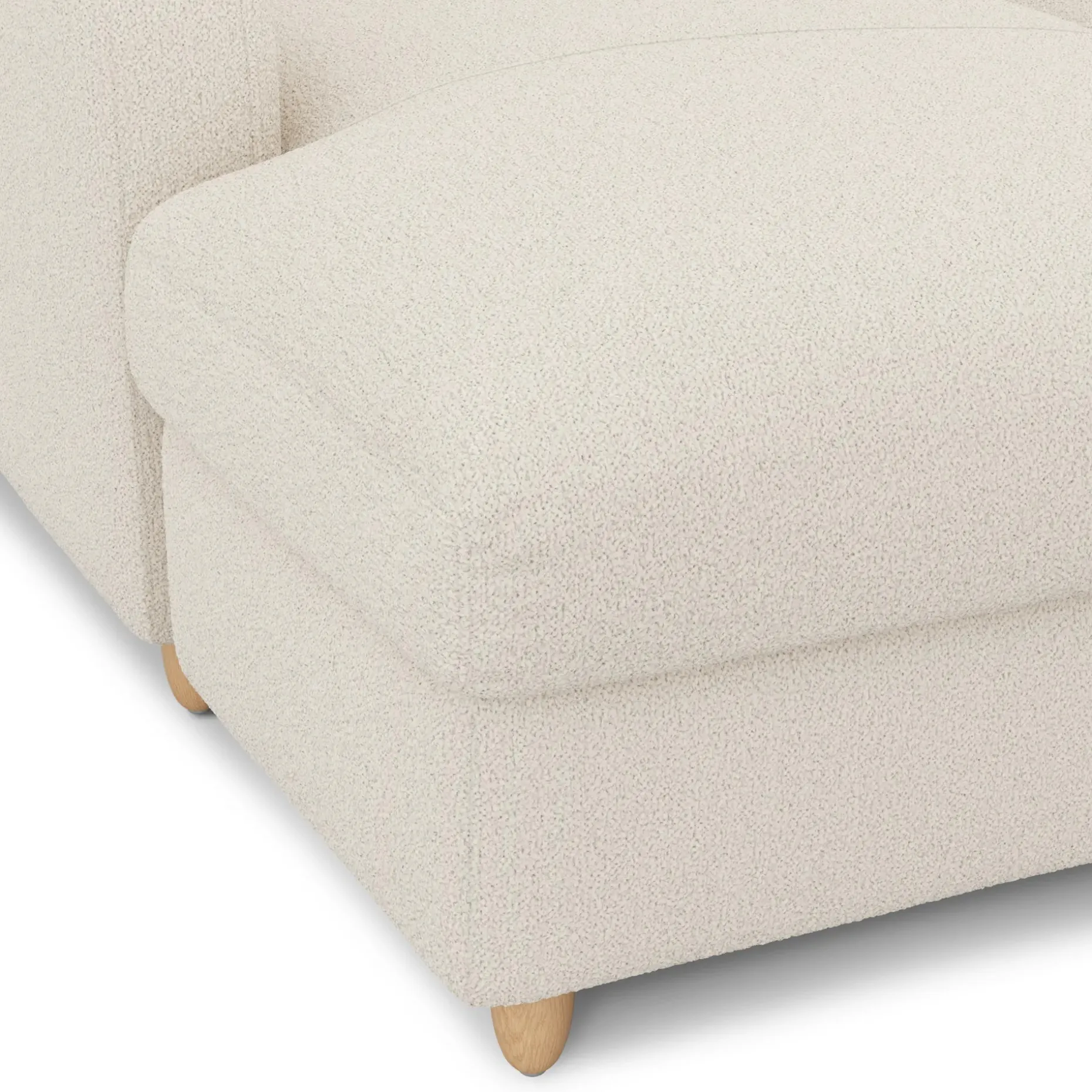 Vati 80" Left Storage Sectional - Natural Oak and Ivory Wool Bouclé