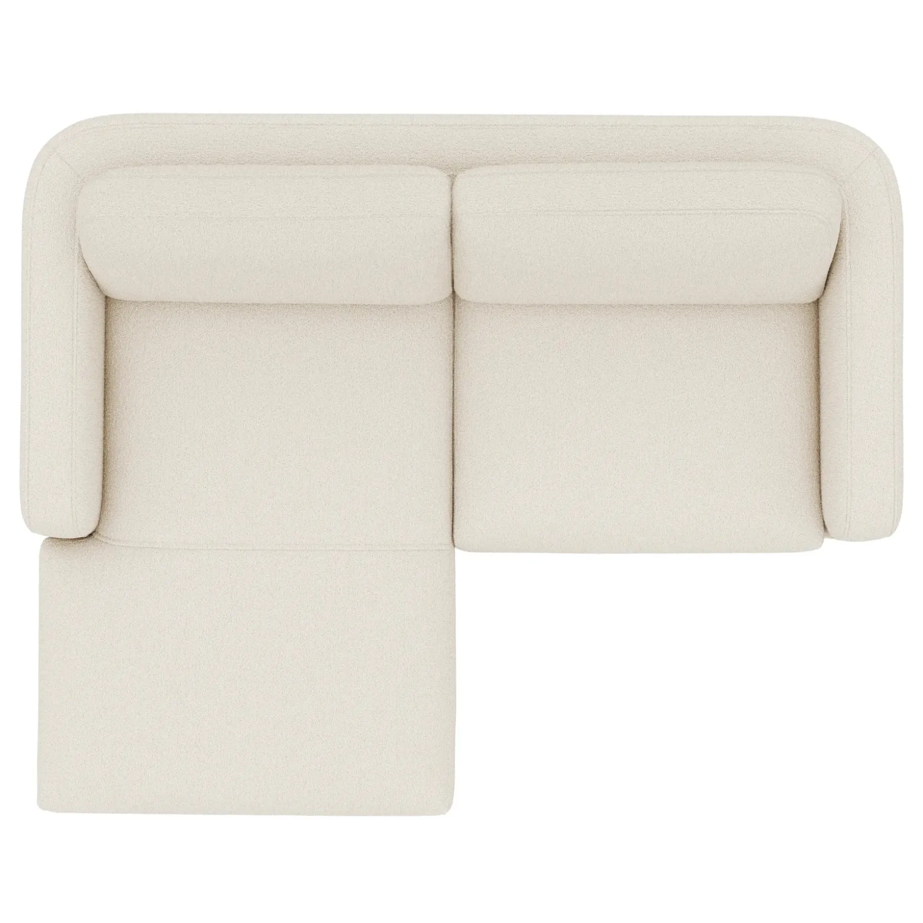 Vati 80" Left Storage Sectional - Natural Oak and Ivory Wool Bouclé