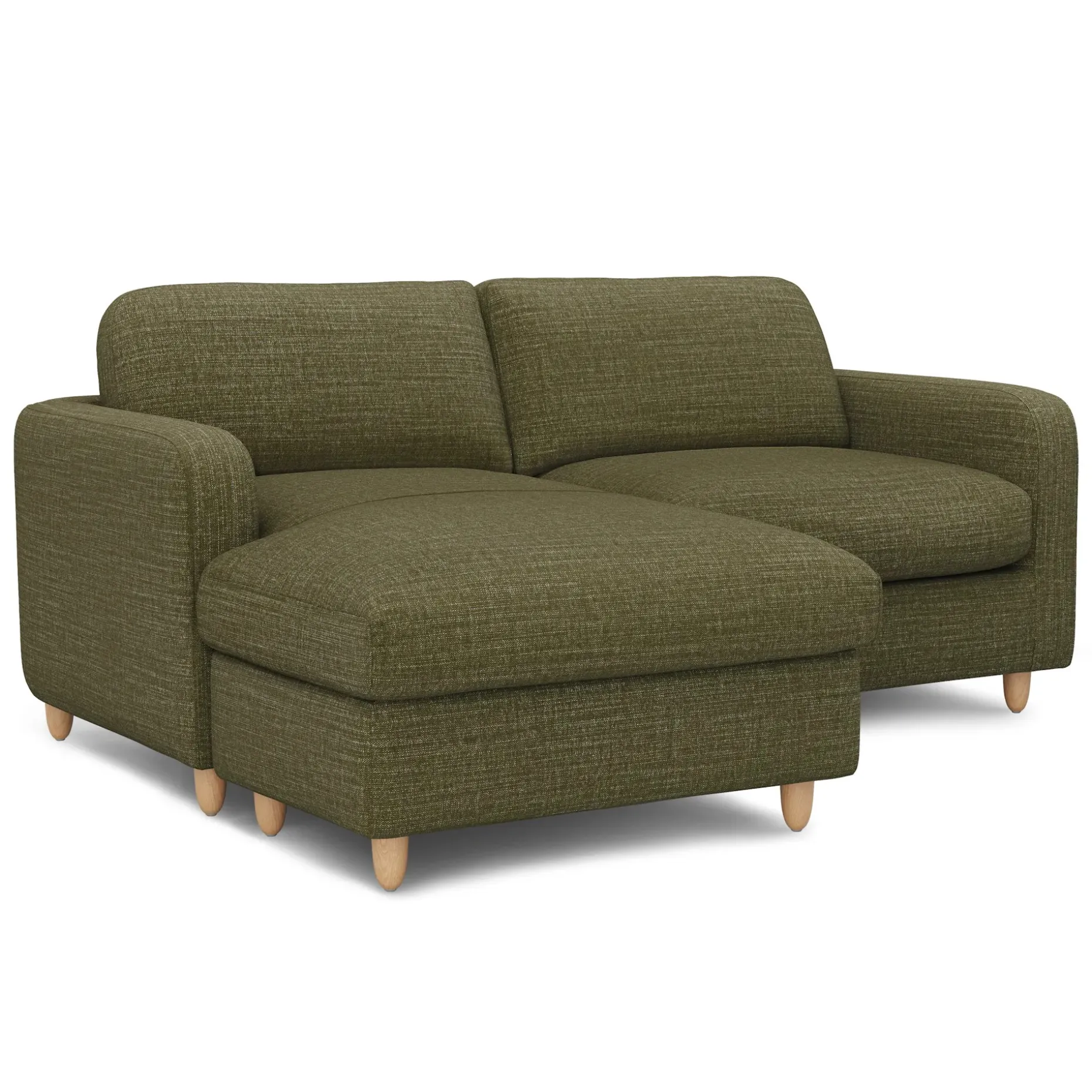 Vati 80" Left Storage Sectional - Natural Oak and Napa Moss