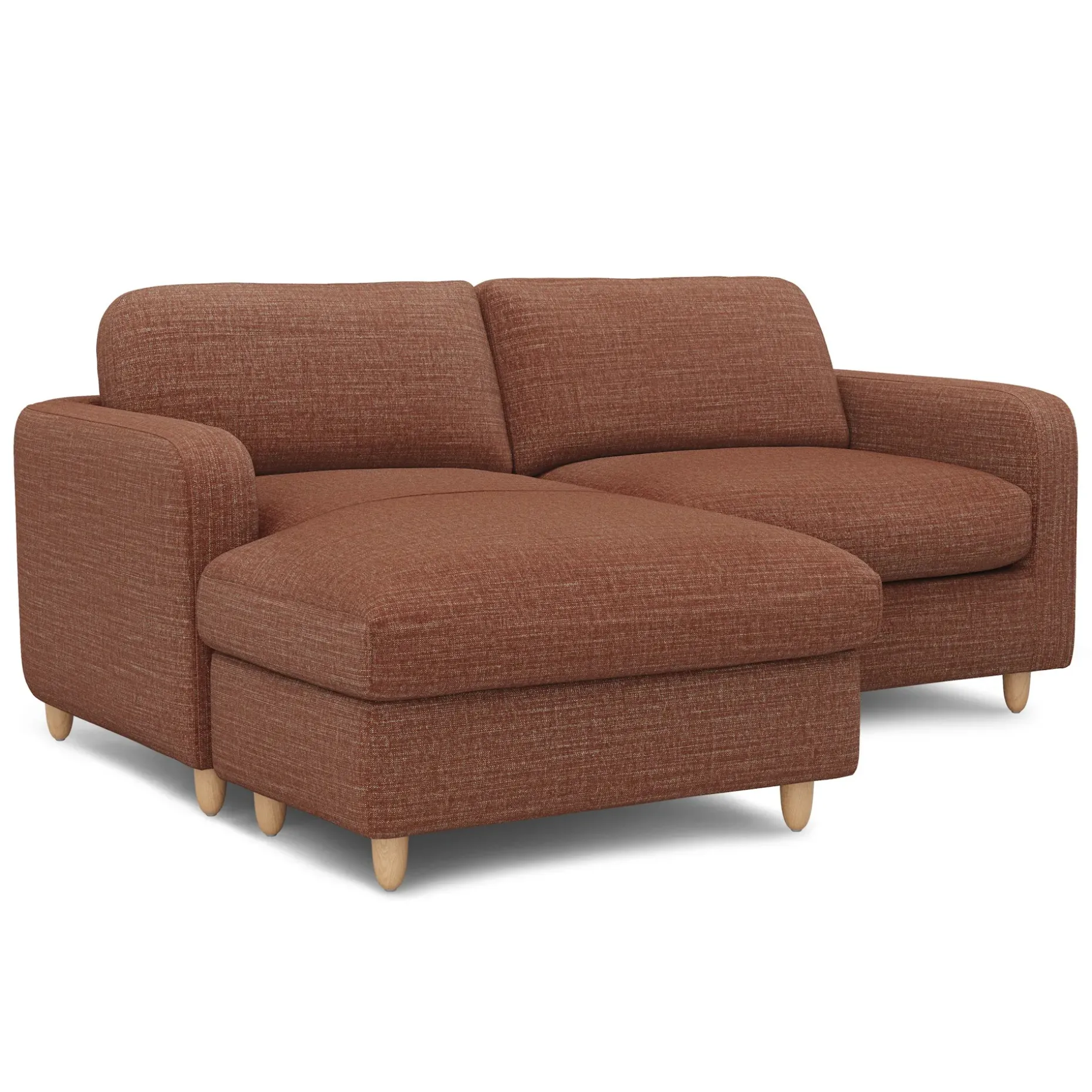 Vati 80" Left Storage Sectional - Natural Oak and Napa Rust