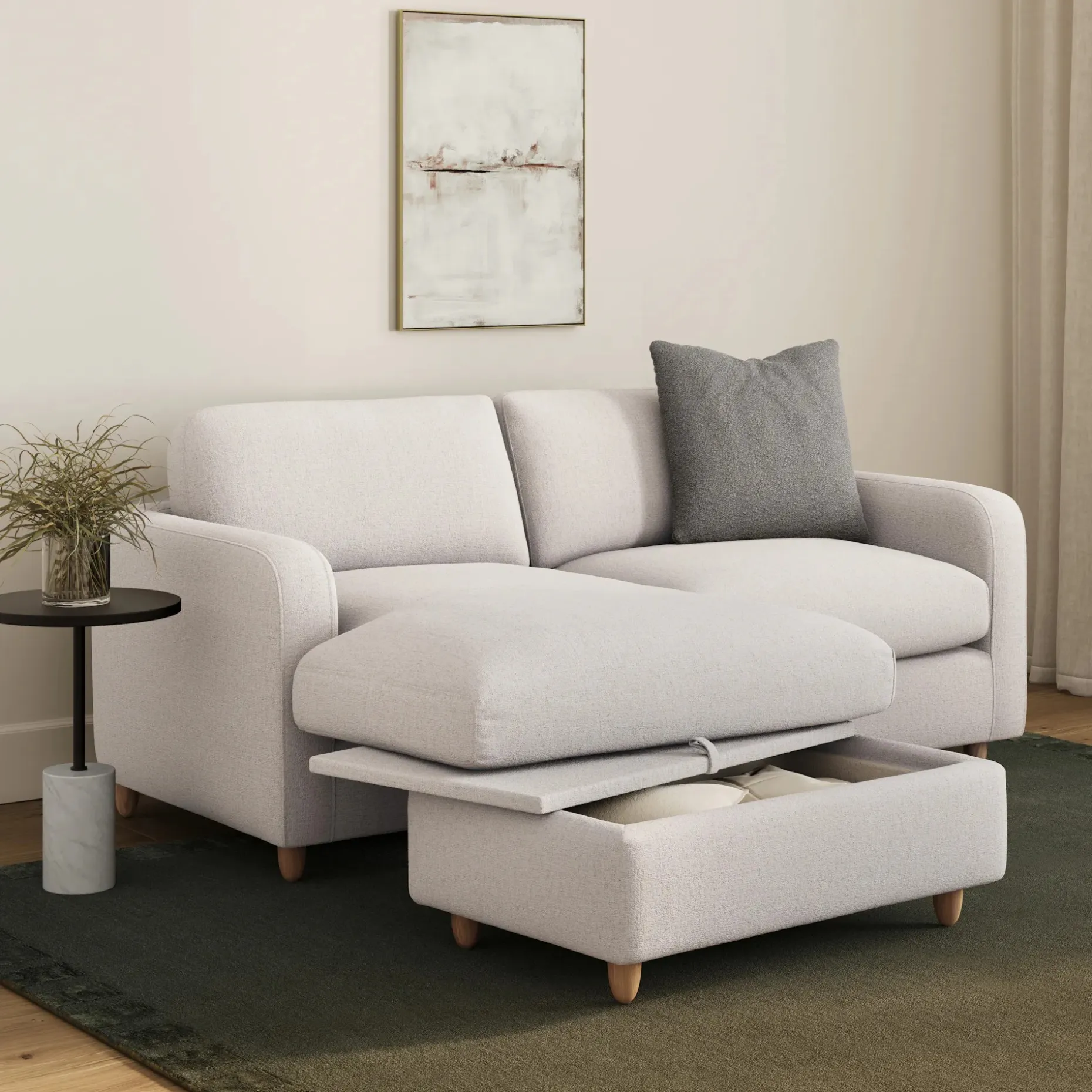 Vati 80" Left Storage Sectional - Napa White