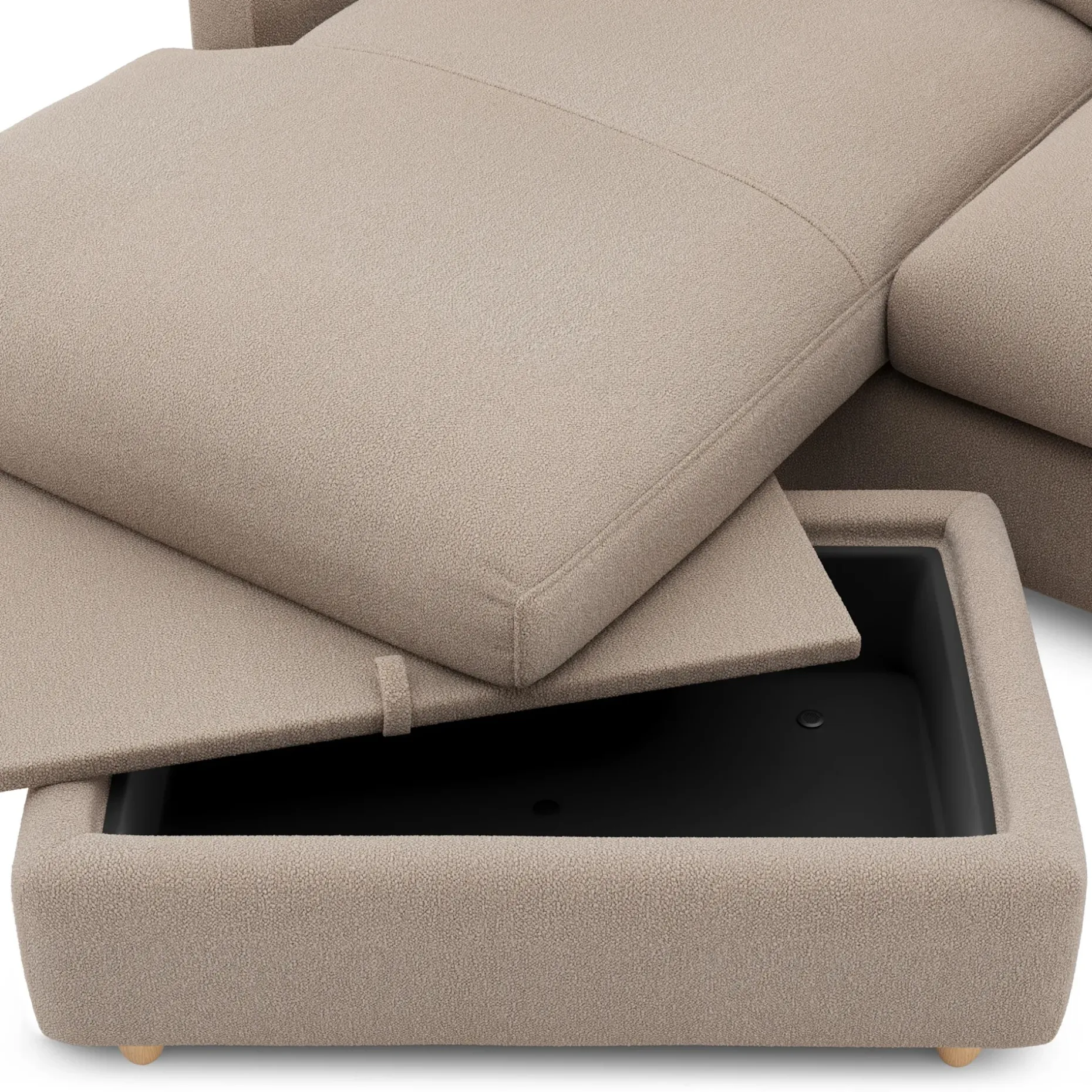 Vati 80" Left Storage Sectional - Sandstone Wool Bouclé
