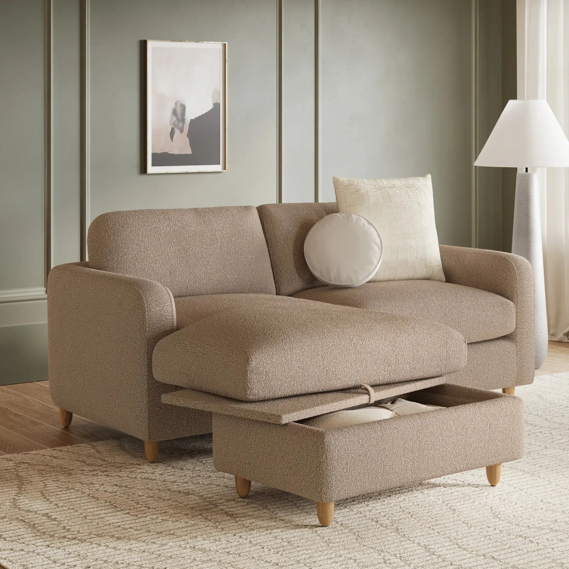 Vati 80" Left Storage Sectional - Sandstone Wool Bouclé