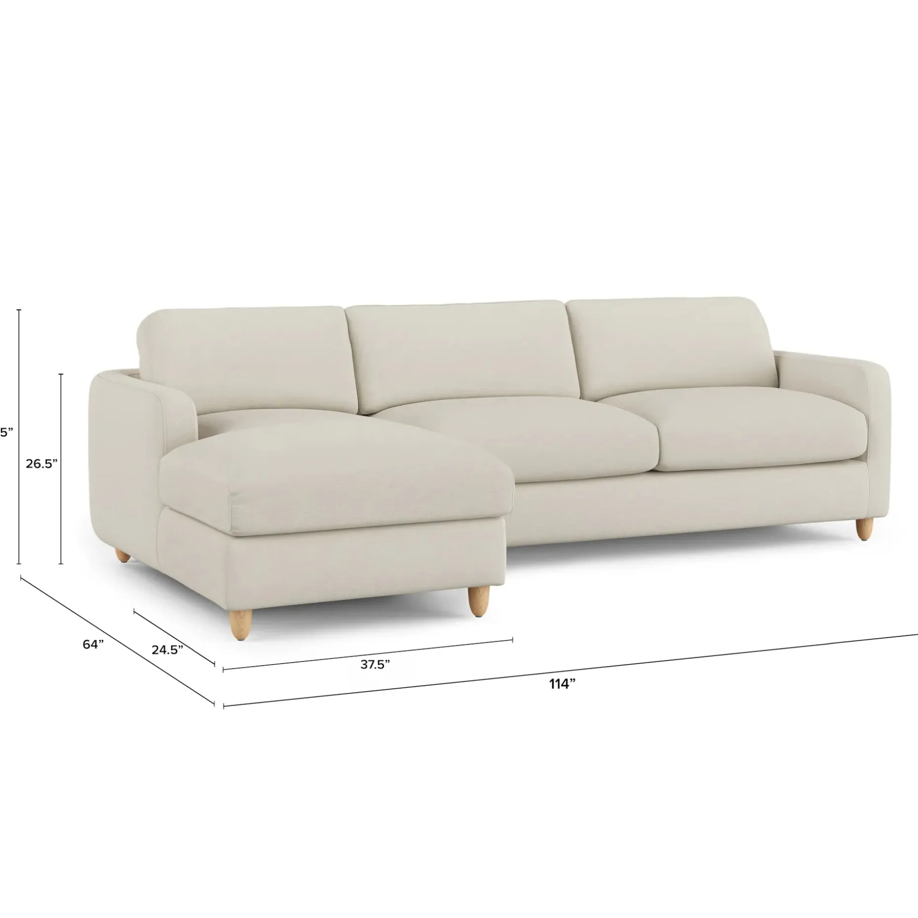 Vati 114" Left Storage Sleeper Sectional - Natural Oak and Buckler Ivory