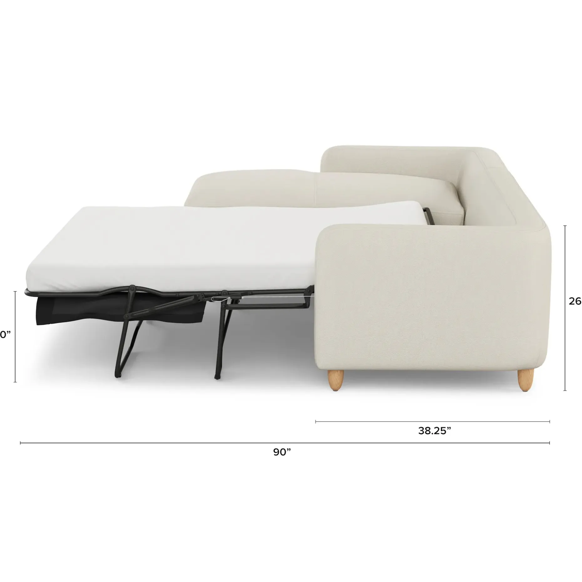 Vati 114" Left Storage Sleeper Sectional - Natural Oak and Buckler Ivory