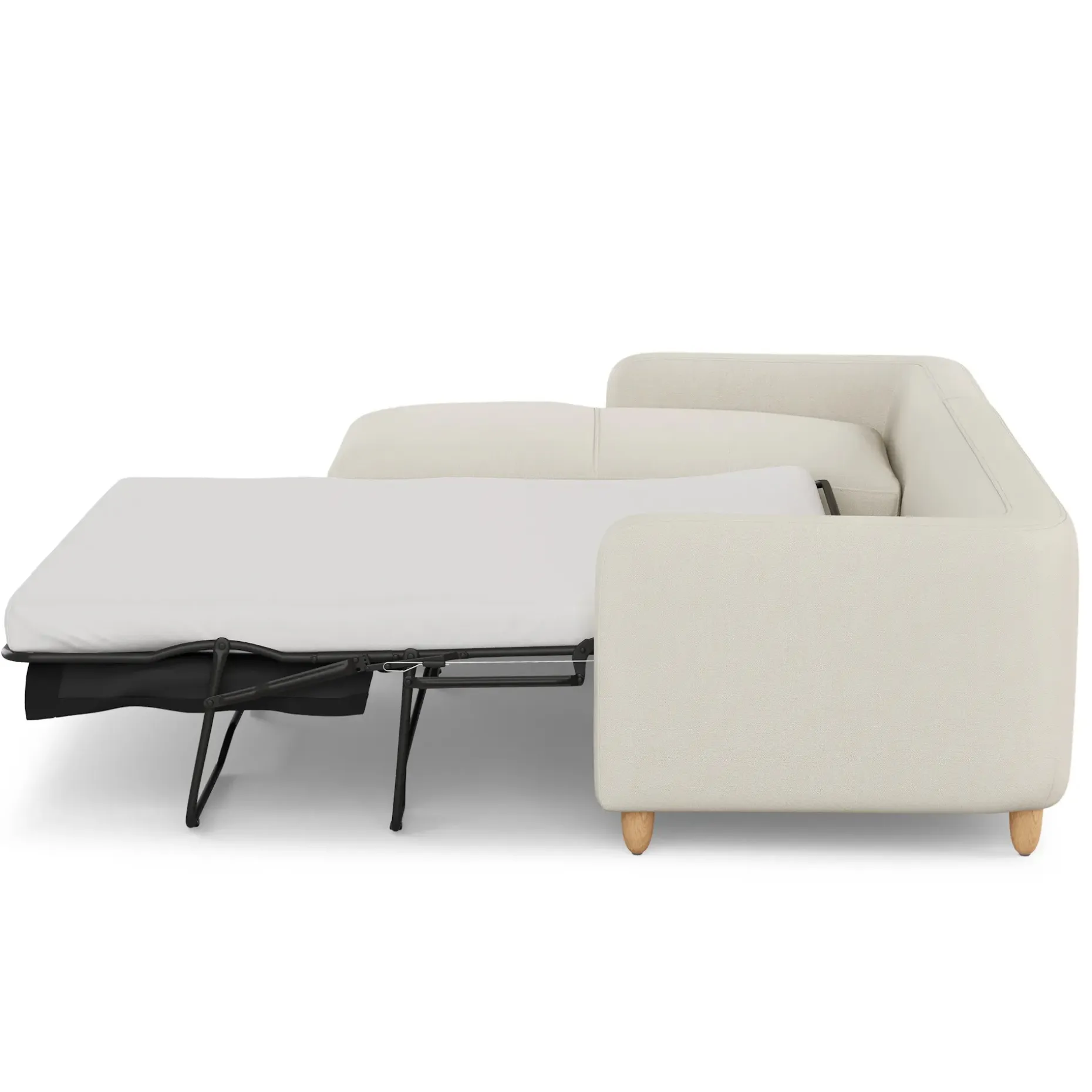 Vati 114" Left Storage Sleeper Sectional - Natural Oak and Buckler Ivory