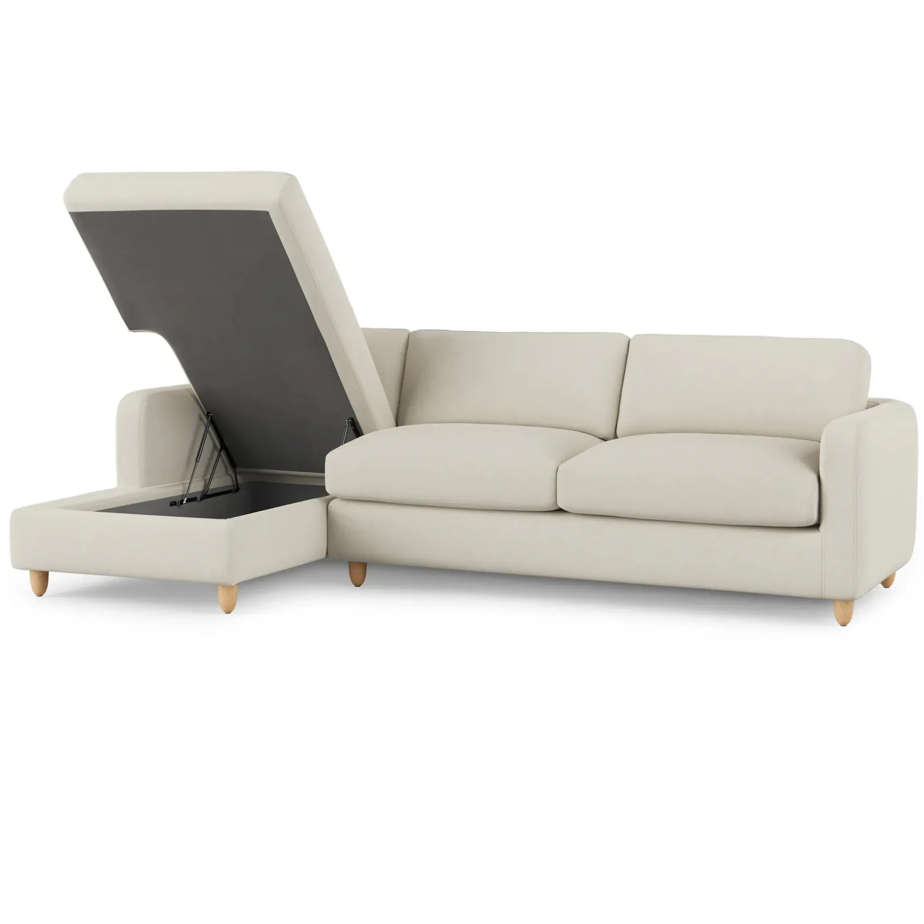 Vati 114" Left Storage Sleeper Sectional - Natural Oak and Buckler Ivory