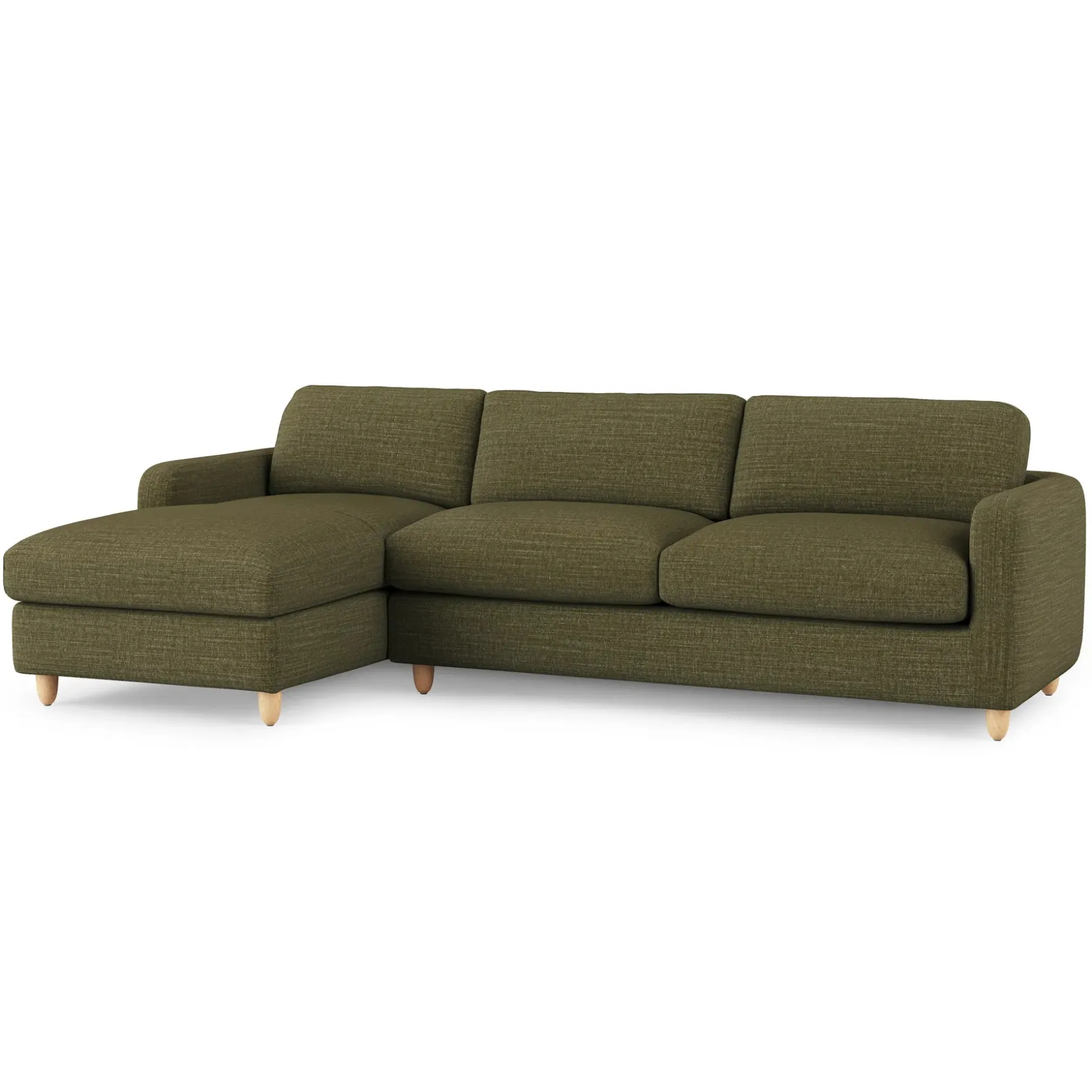 Vati 114" Left Storage Sleeper Sectional - Natural Oak and Napa Moss