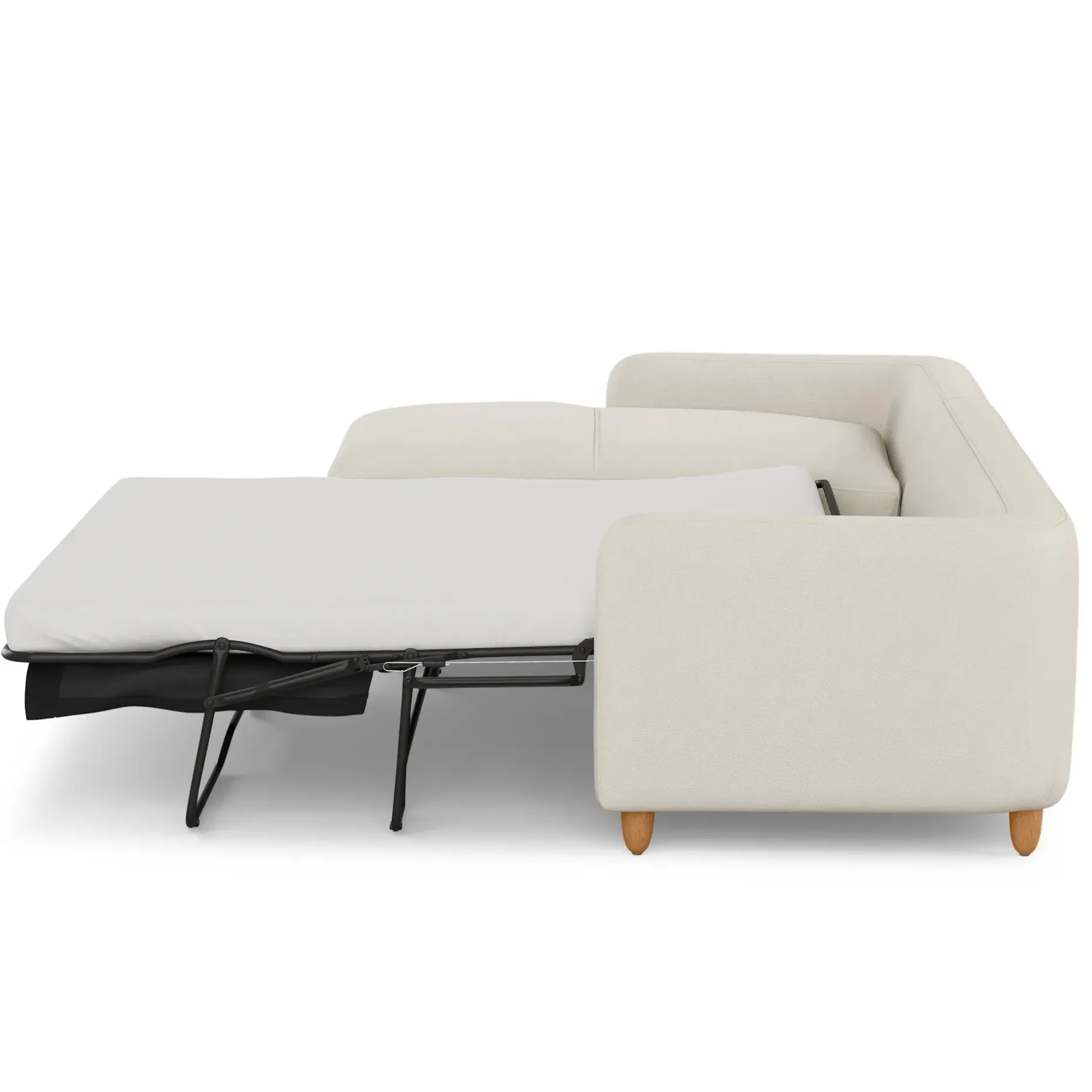 Vati 114" Left Storage Sleeper Sectional - Honey Oak and Buckler Ivory