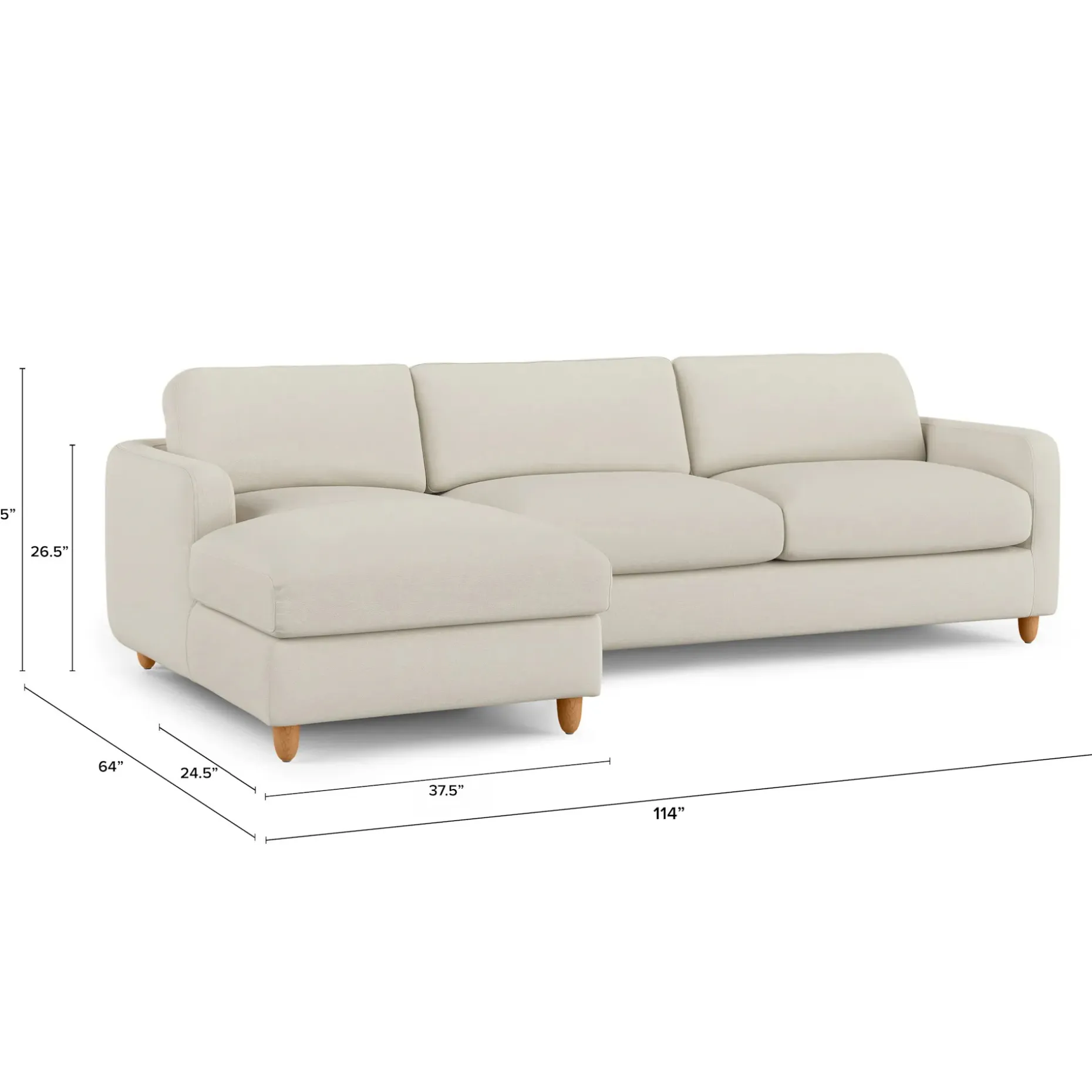 Vati 114" Left Storage Sleeper Sectional - Honey Oak and Buckler Ivory