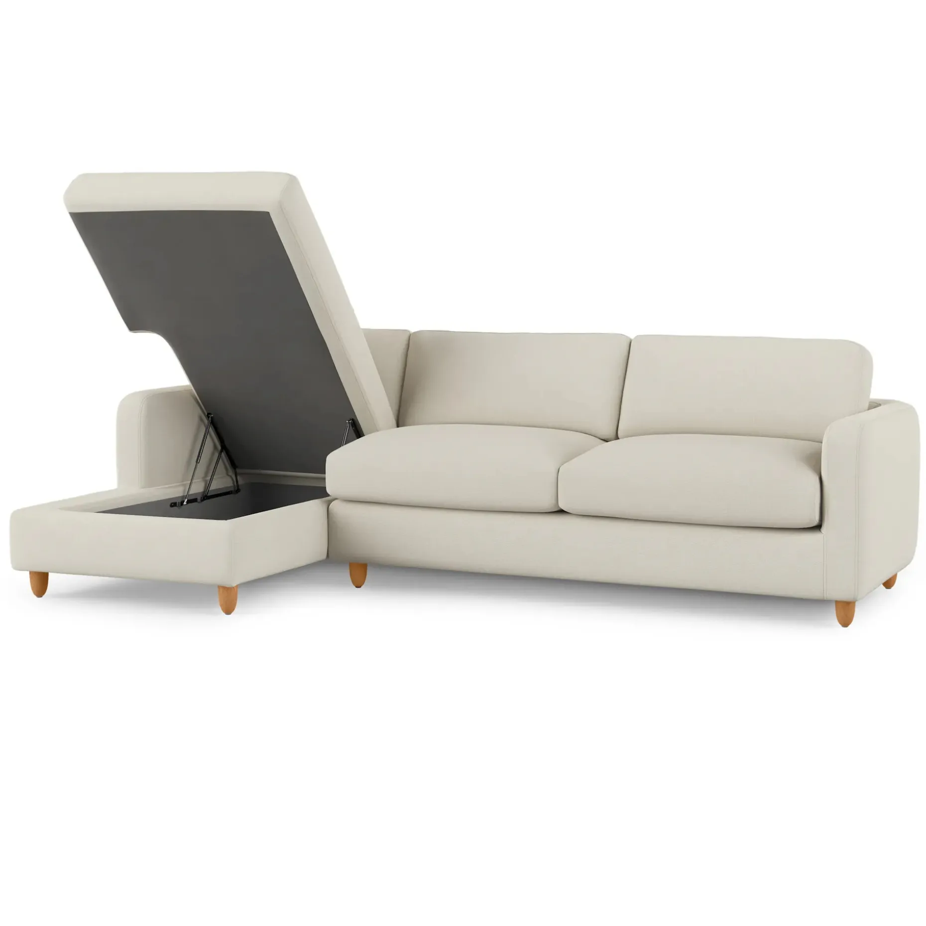 Vati 114" Left Storage Sleeper Sectional - Honey Oak and Buckler Ivory