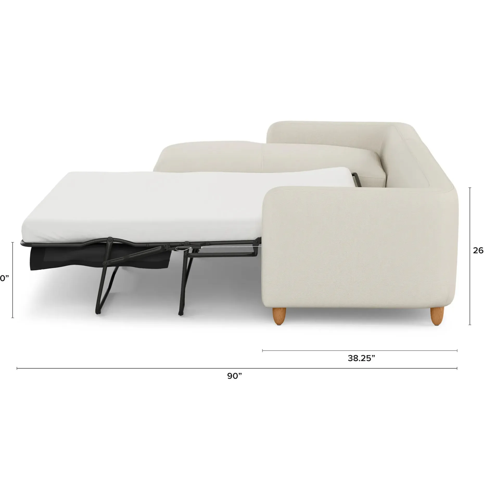 Vati 114" Left Storage Sleeper Sectional - Honey Oak and Buckler Ivory