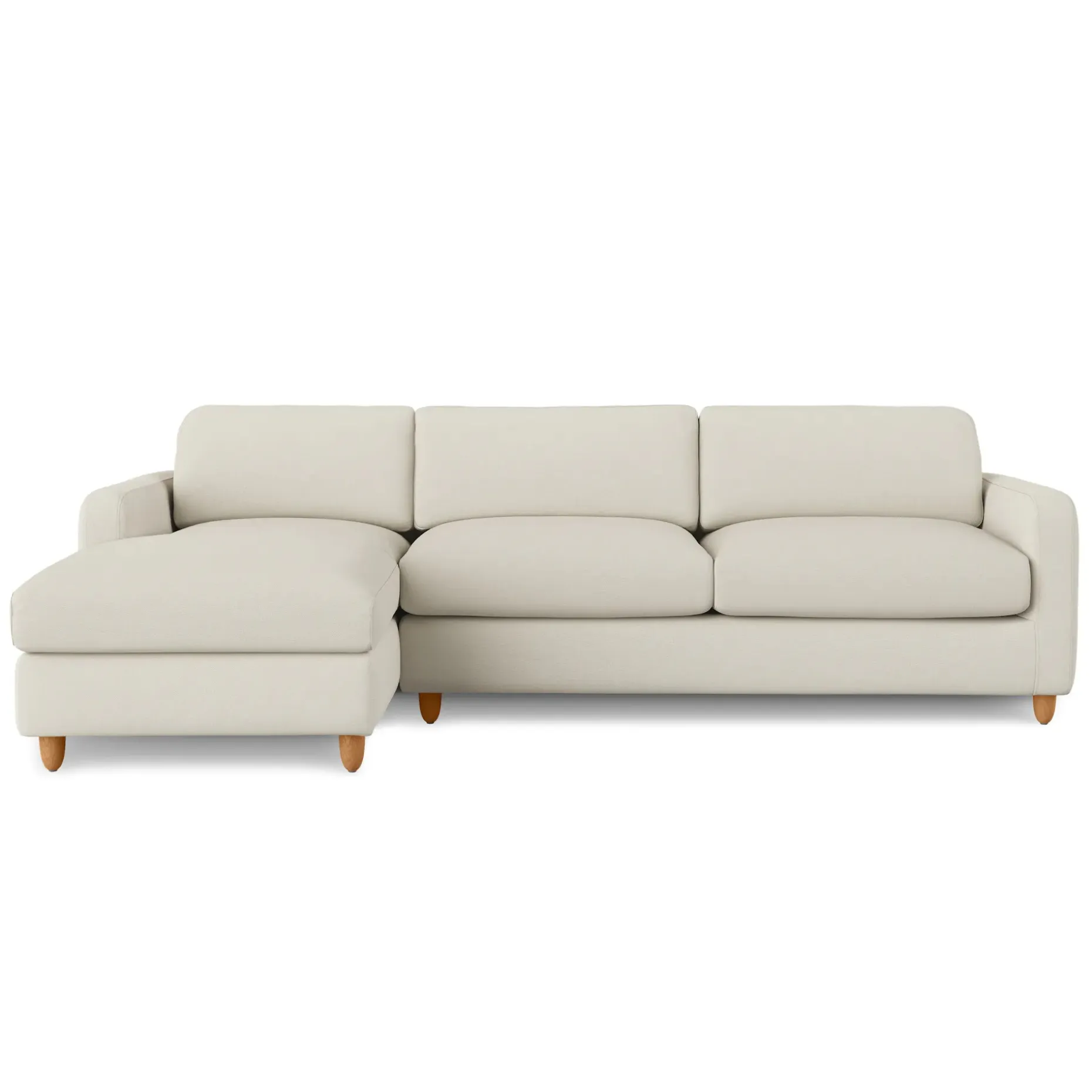 Vati 114" Left Storage Sleeper Sectional - Honey Oak and Buckler Ivory