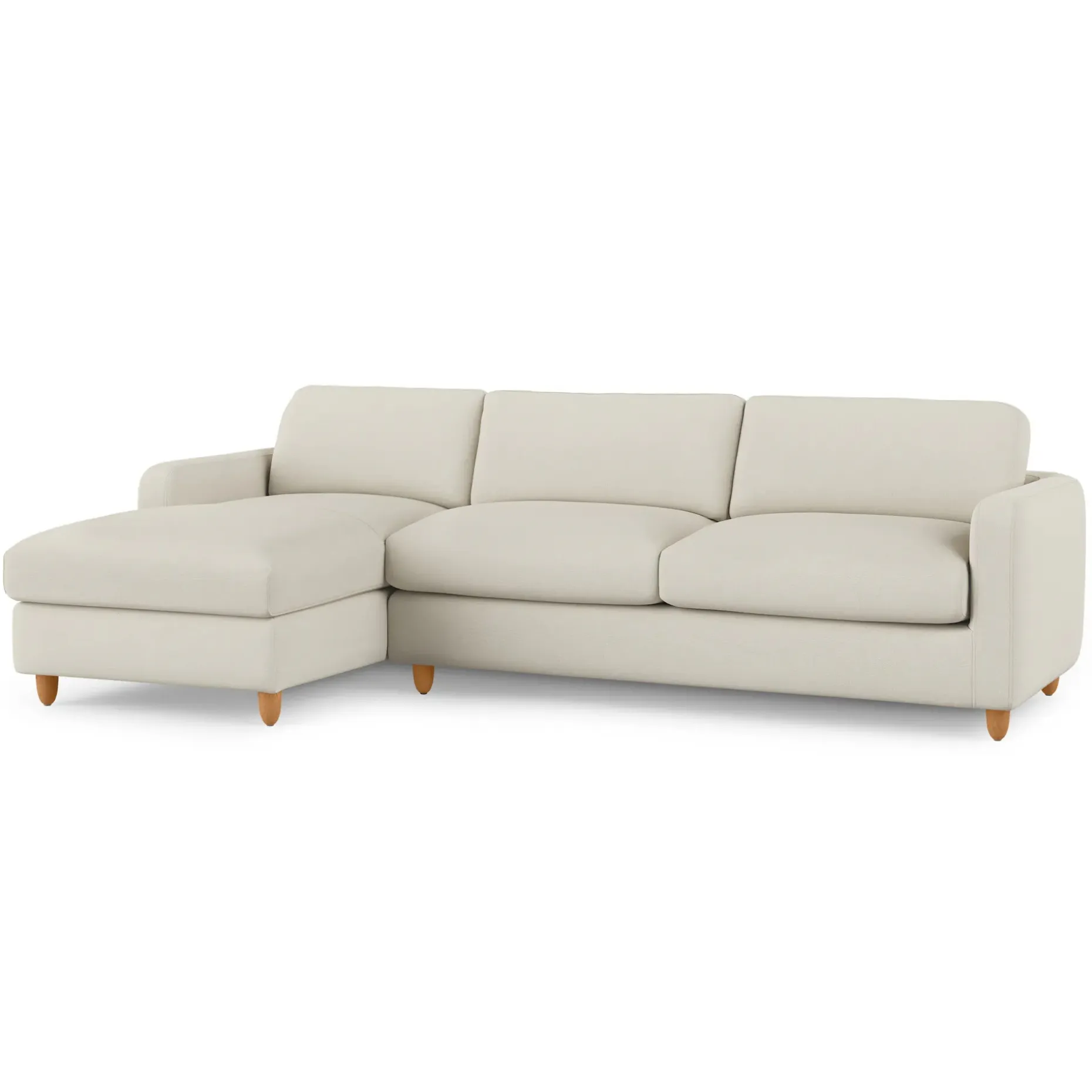 Vati 114" Left Storage Sleeper Sectional - Honey Oak and Buckler Ivory
