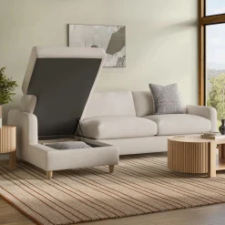 Vati 114" Left Storage Sleeper Sectional - Napa White
