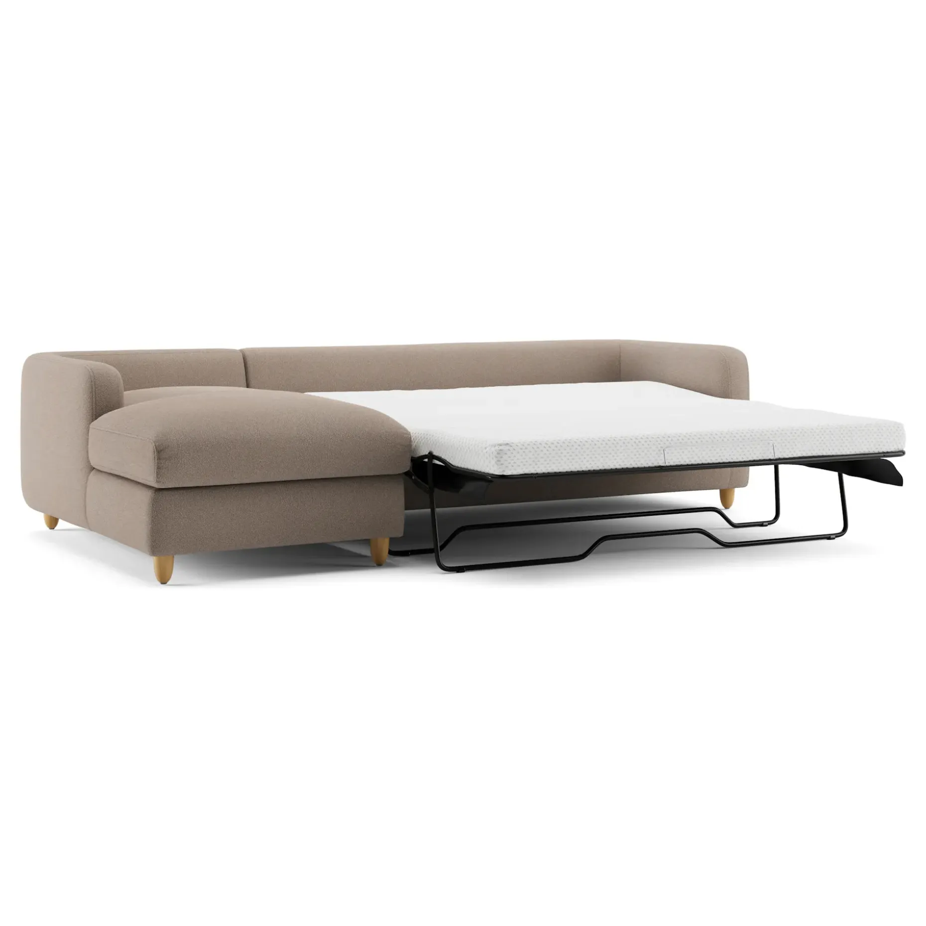 Vati 114" Left Storage Sleeper Sectional - Sandstone Wool Bouclé