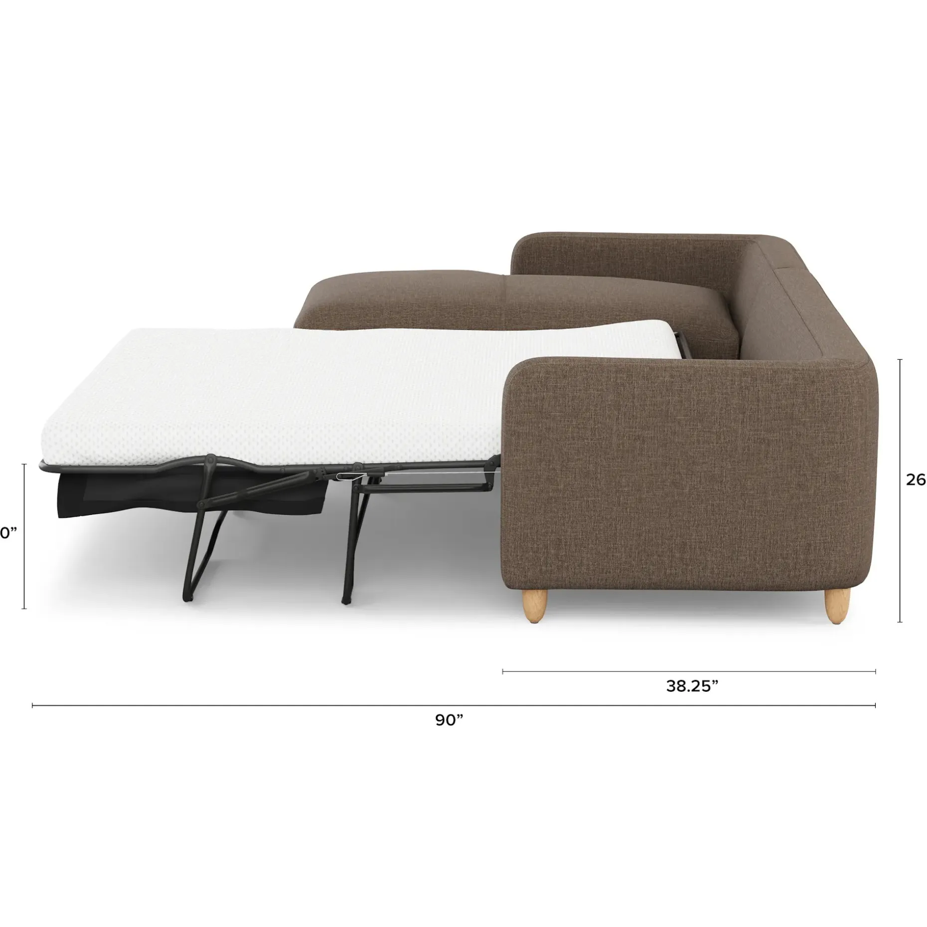 Vati 114" Left Storage Sleeper Sectional - Natural Oak and Buckler Brown