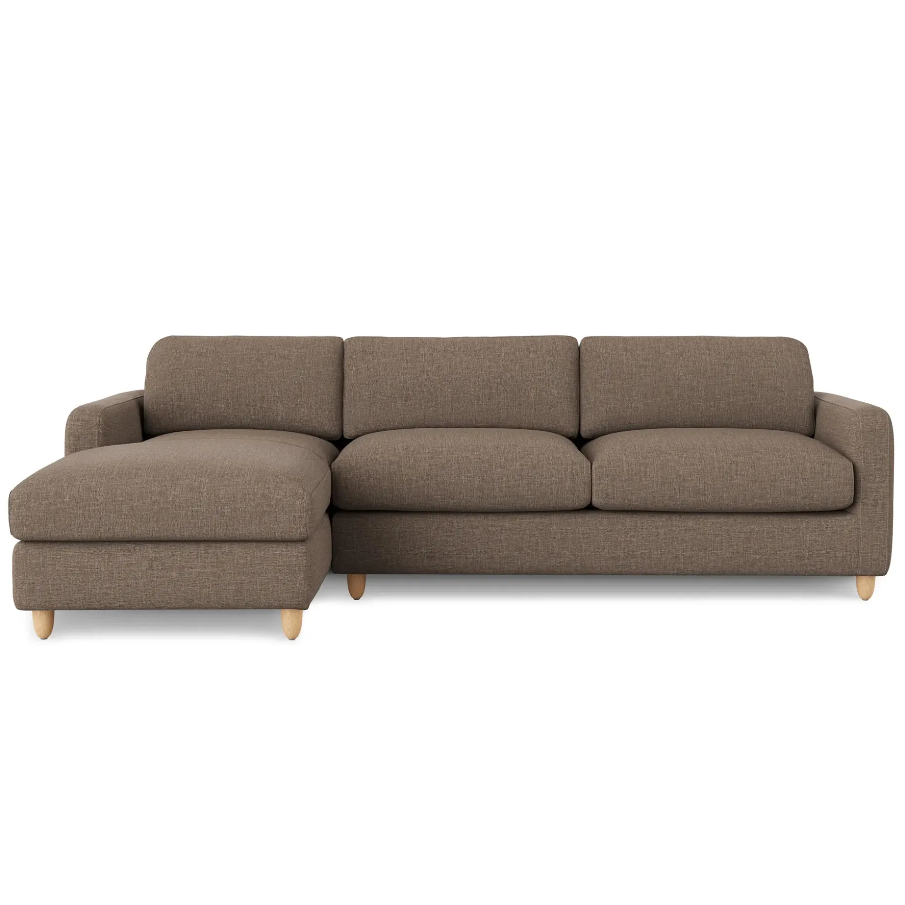 Vati 114" Left Storage Sleeper Sectional - Natural Oak and Buckler Brown