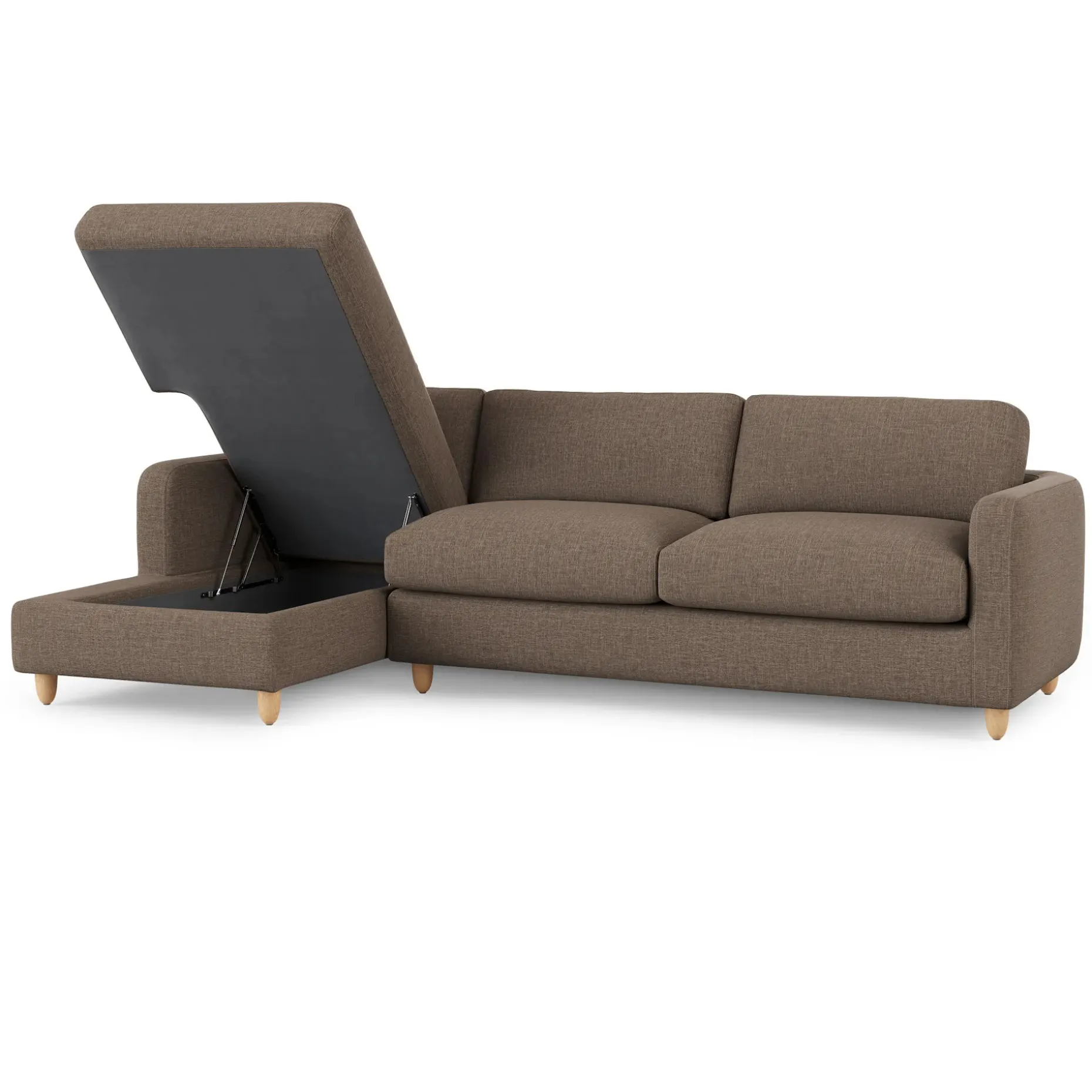 Vati 114" Left Storage Sleeper Sectional - Natural Oak and Buckler Brown