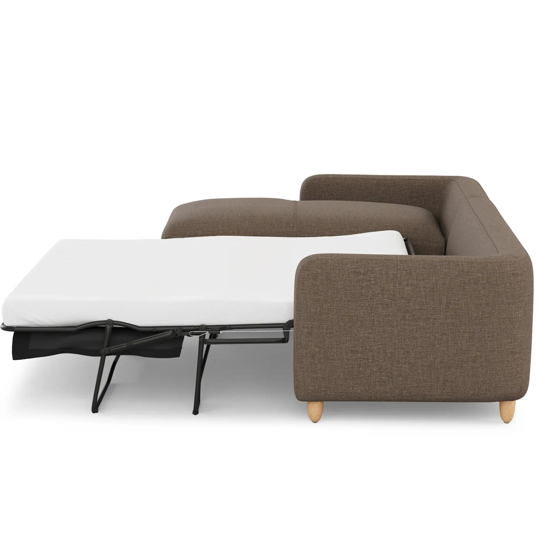 Vati 114" Left Storage Sleeper Sectional - Natural Oak and Buckler Brown