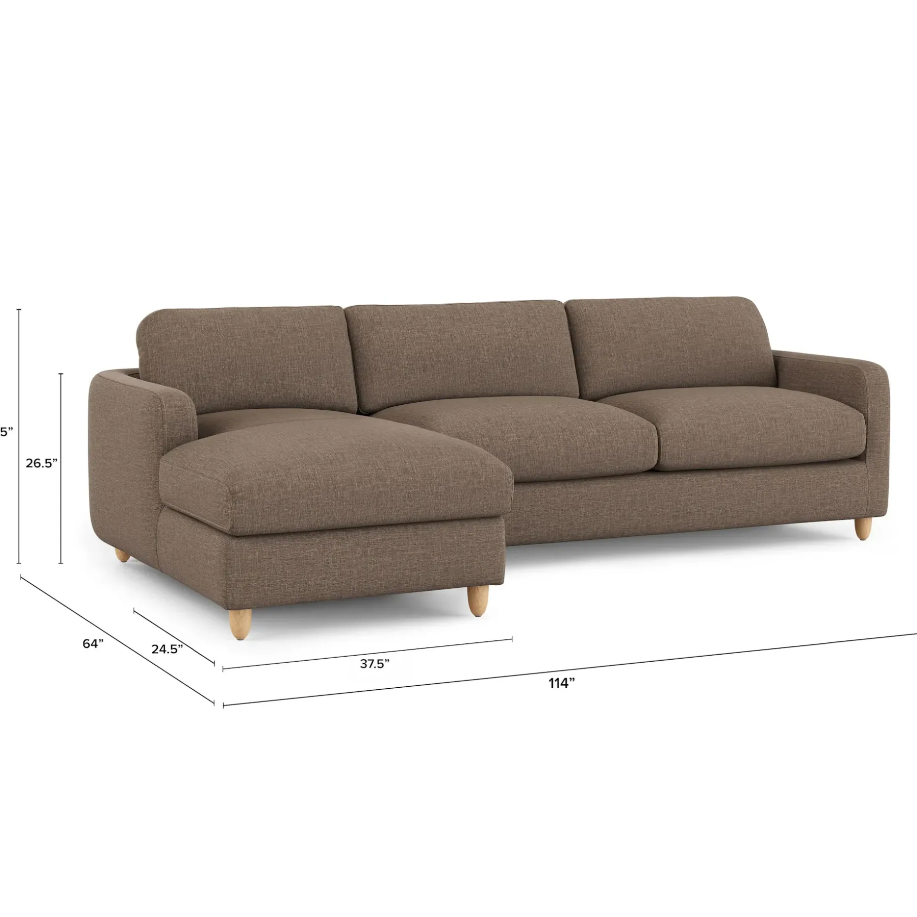 Vati 114" Left Storage Sleeper Sectional - Natural Oak and Buckler Brown