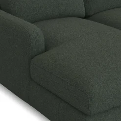 Vati 114" Left Storage Sleeper Sectional - Natural Oak and Green Wool Bouclé