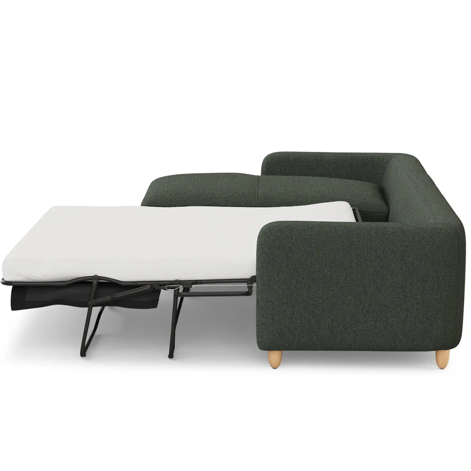 Vati 114" Left Storage Sleeper Sectional - Natural Oak and Green Wool Bouclé