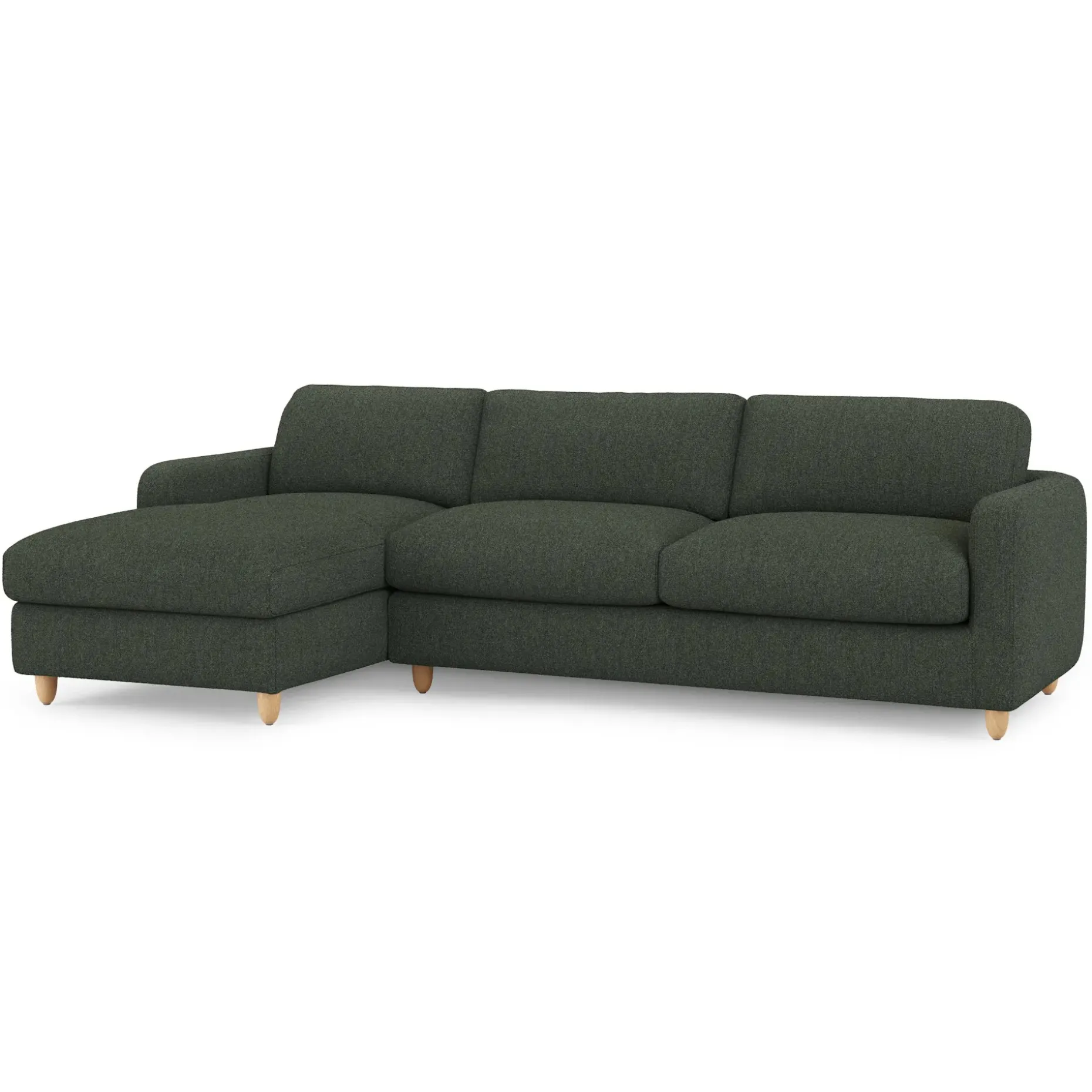 Vati 114" Left Storage Sleeper Sectional - Natural Oak and Green Wool Bouclé