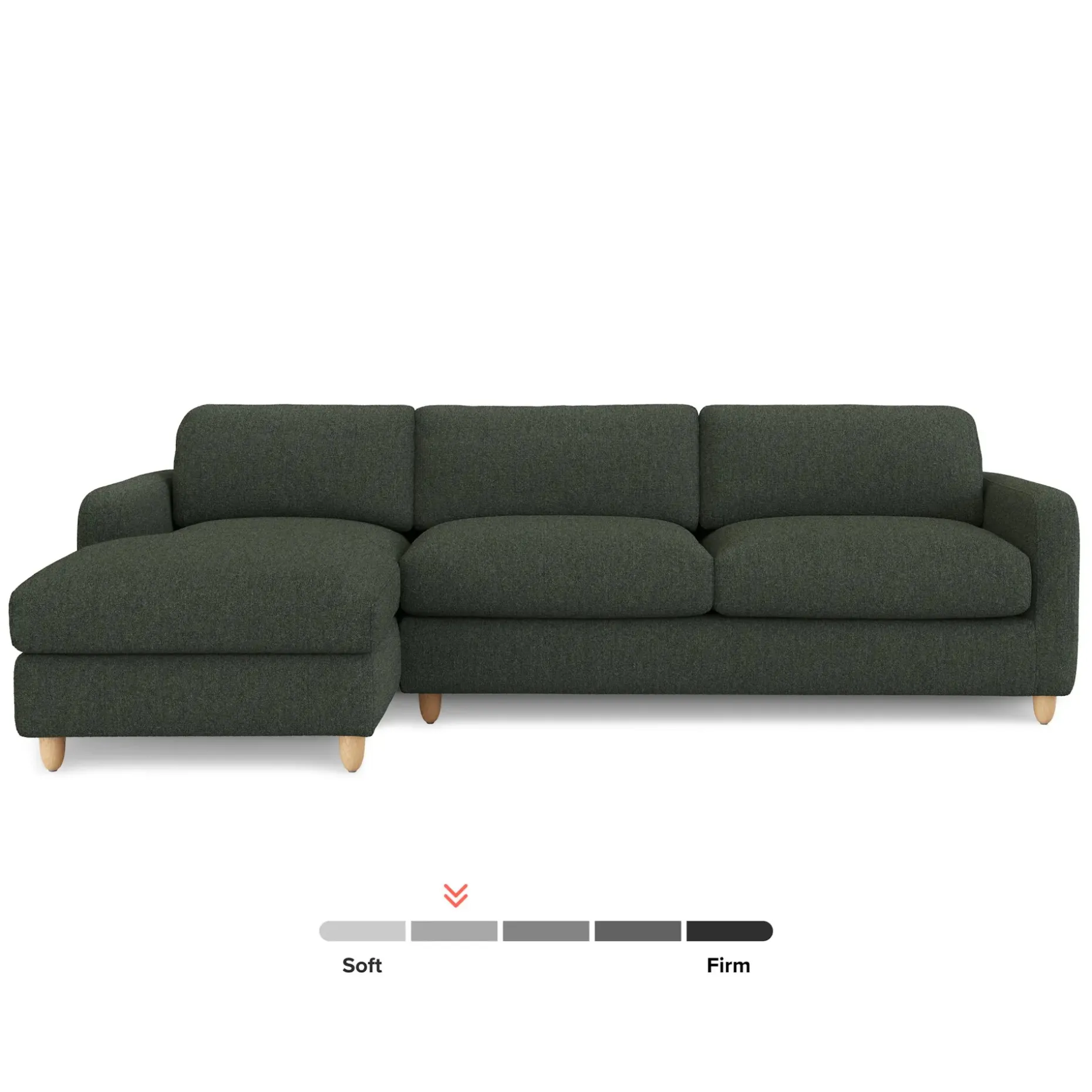 Vati 114" Left Storage Sleeper Sectional - Natural Oak and Green Wool Bouclé