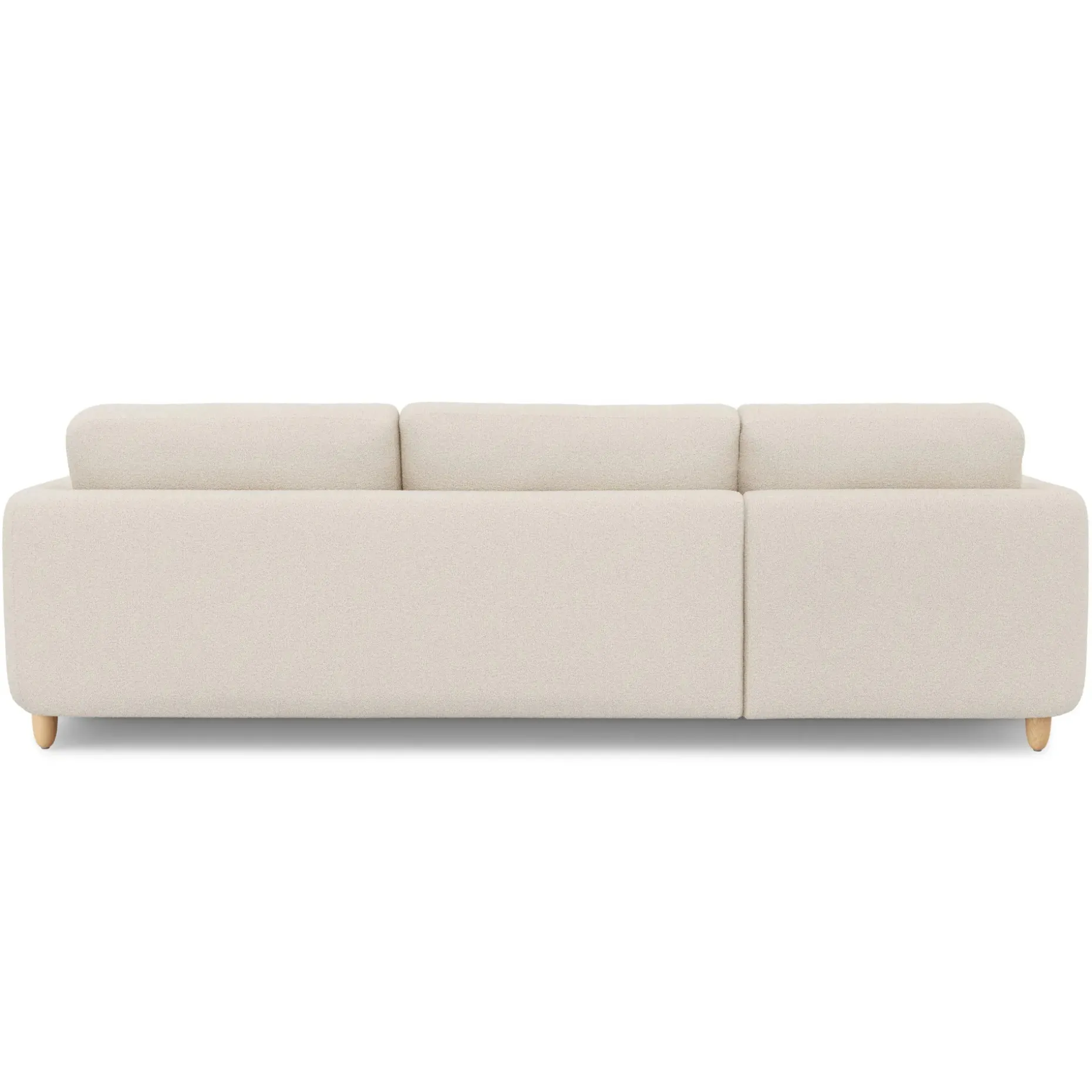 Vati 114" Left Storage Sleeper Sectional - Natural Oak and Ivory Wool Bouclé