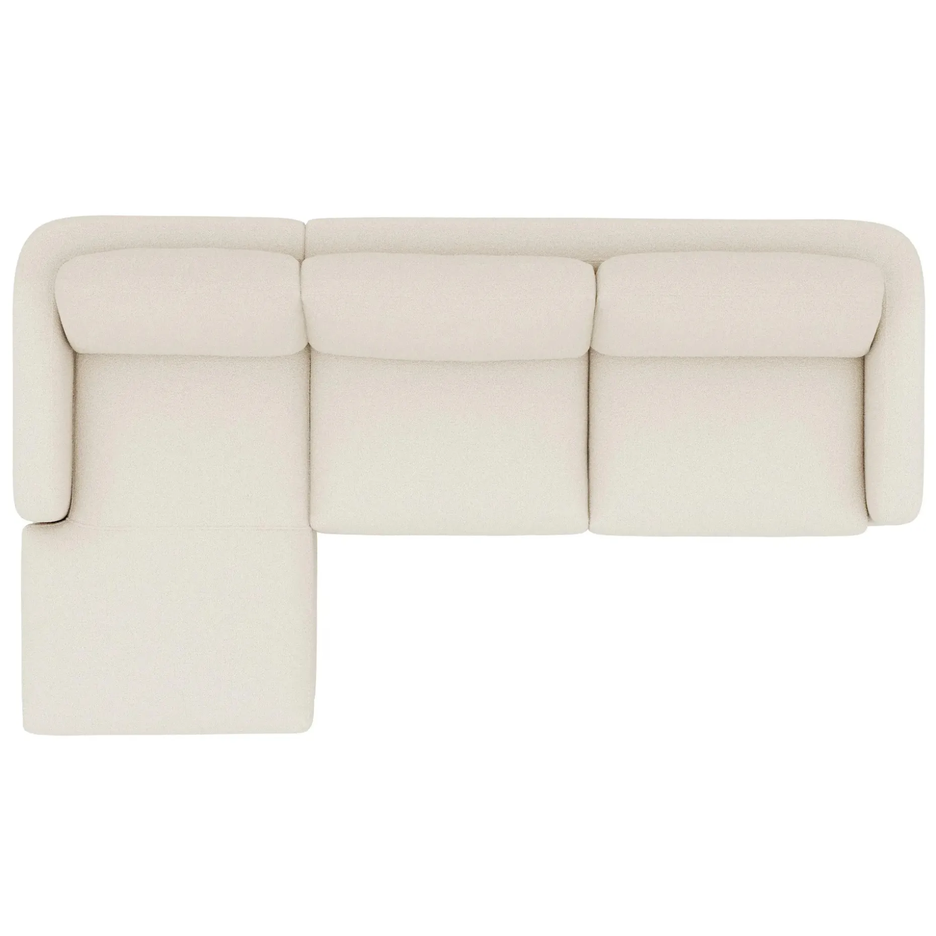 Vati 114" Left Storage Sleeper Sectional - Natural Oak and Ivory Wool Bouclé