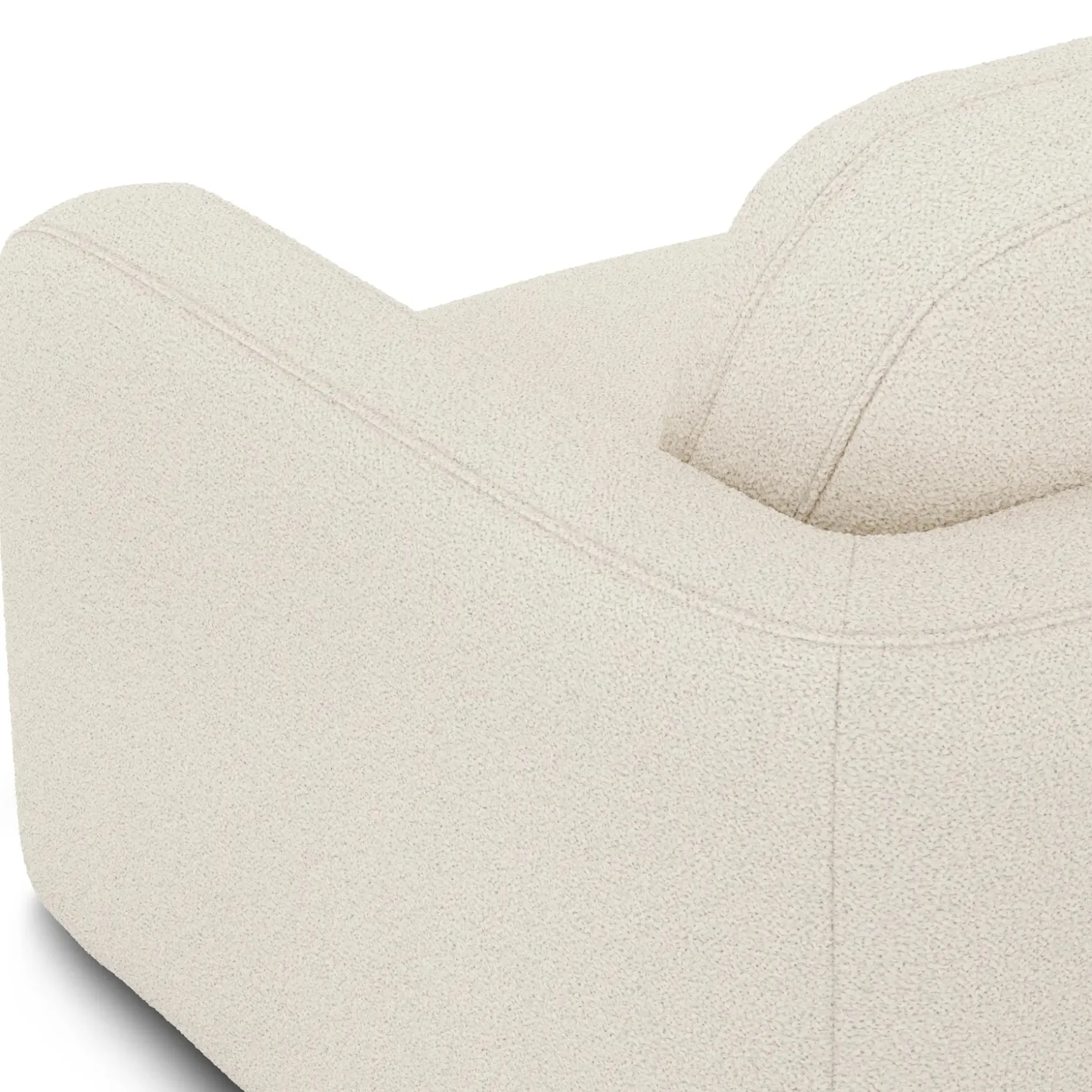 Vati 114" Left Storage Sleeper Sectional - Natural Oak and Ivory Wool Bouclé