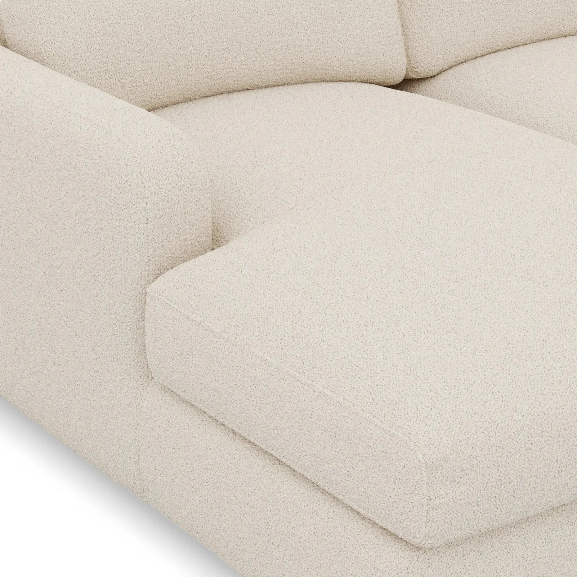 Vati 114" Left Storage Sleeper Sectional - Natural Oak and Ivory Wool Bouclé