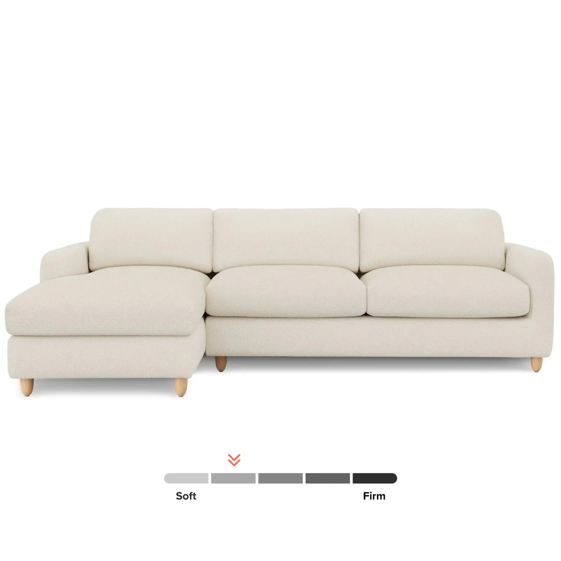 Vati 114" Left Storage Sleeper Sectional - Natural Oak and Ivory Wool Bouclé