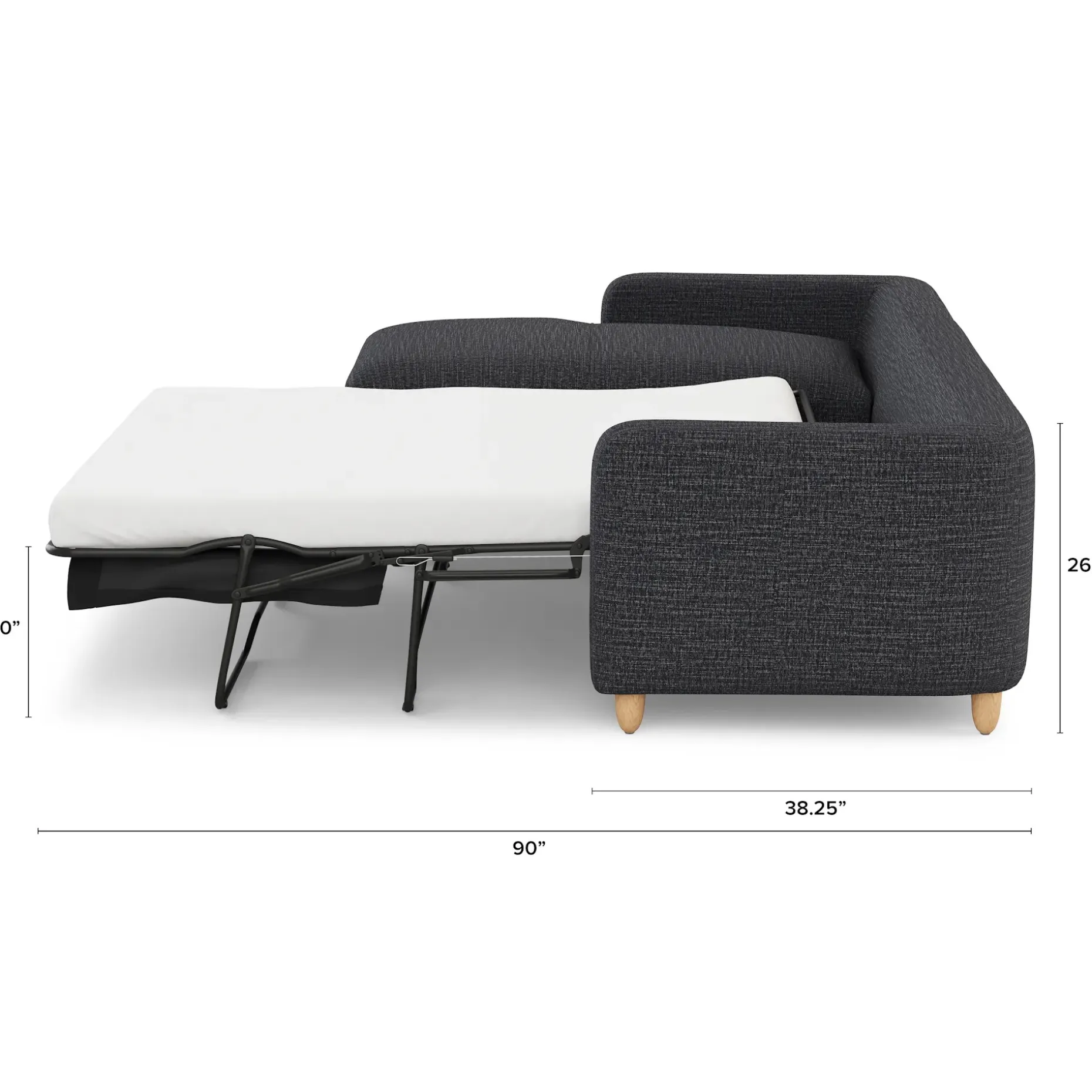 Vati 114" Left Storage Sleeper Sectional - Natural Oak and Napa Charcoal