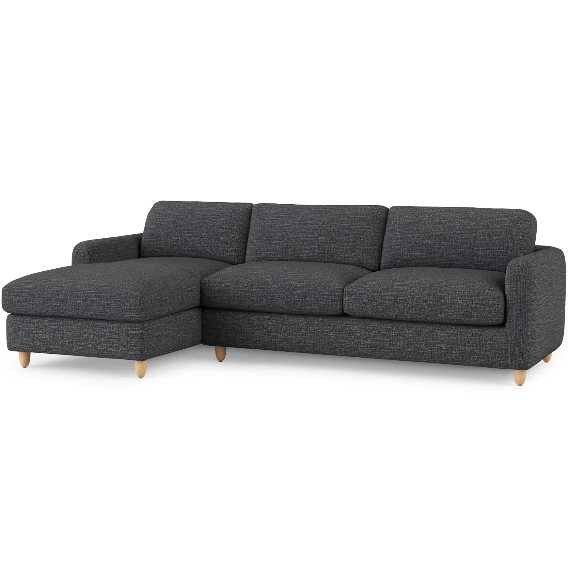 Vati 114" Left Storage Sleeper Sectional - Natural Oak and Napa Charcoal