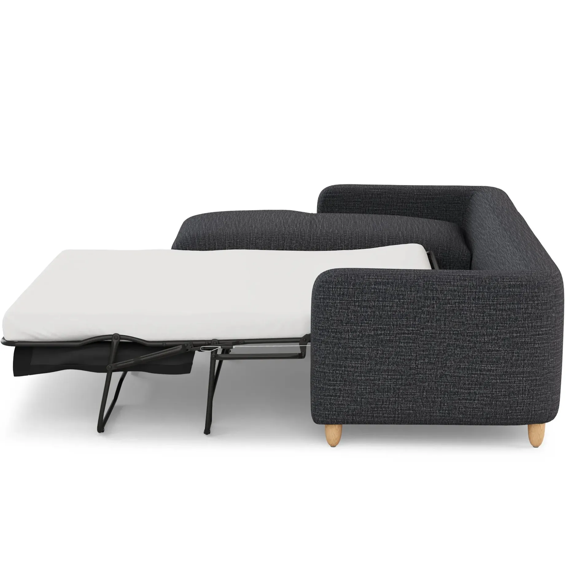Vati 114" Left Storage Sleeper Sectional - Natural Oak and Napa Charcoal