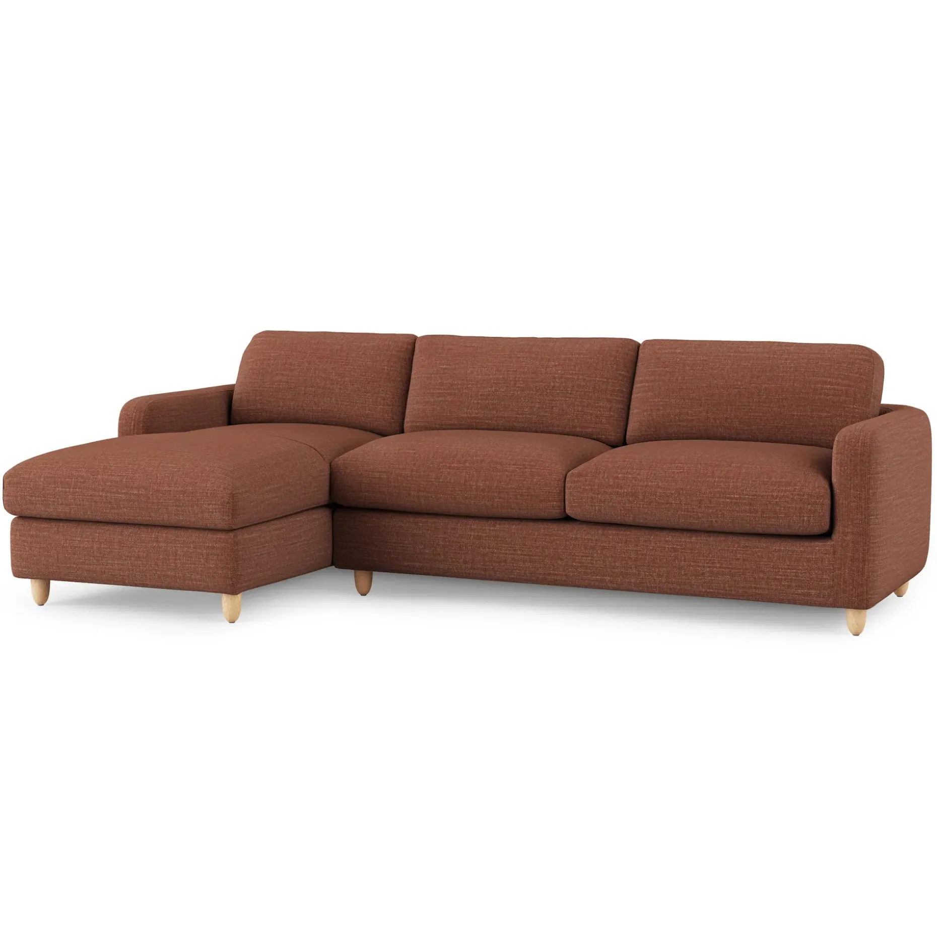 Vati 114" Left Storage Sleeper Sectional - Natural Oak and Napa Rust