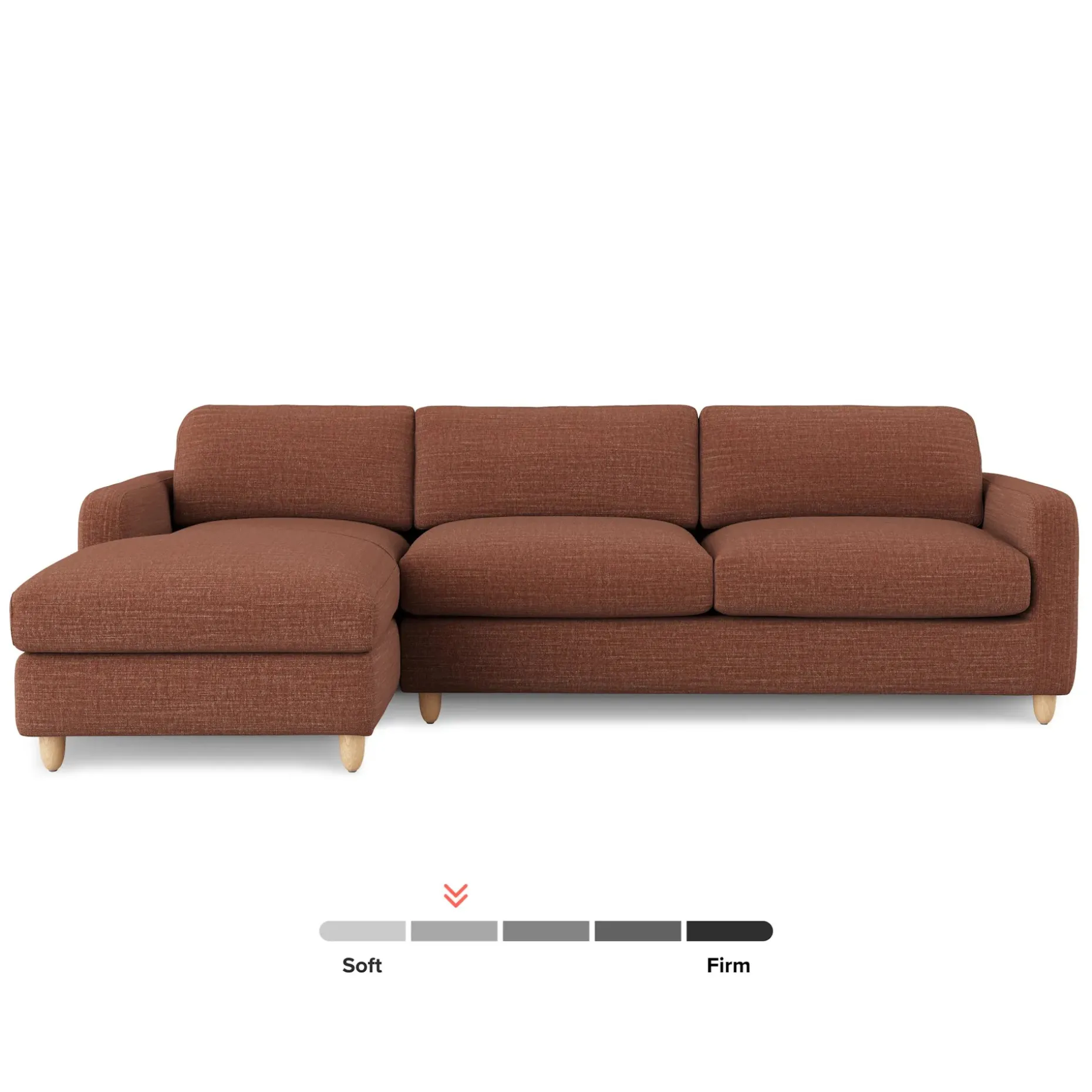 Vati 114" Left Storage Sleeper Sectional - Natural Oak and Napa Rust