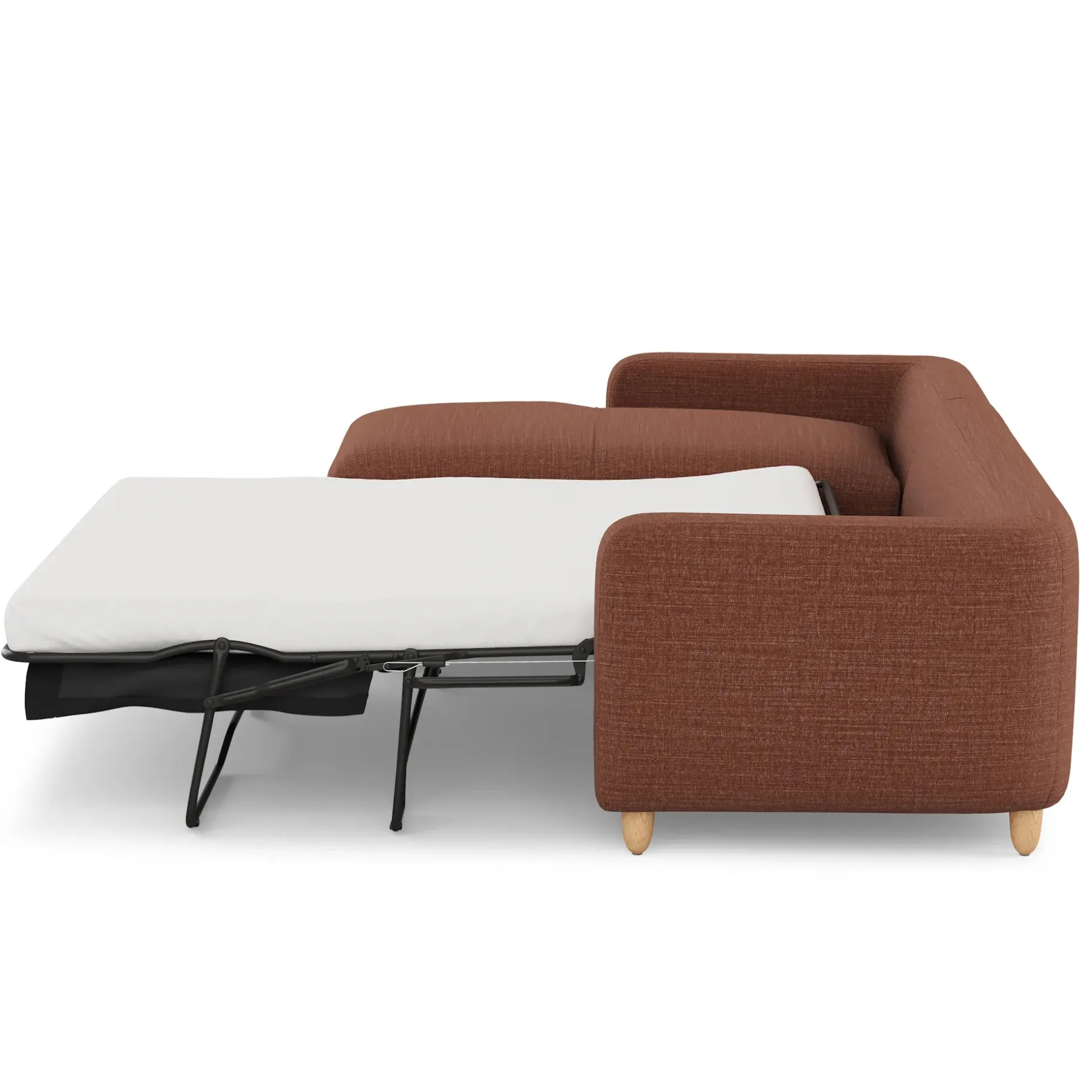 Vati 114" Left Storage Sleeper Sectional - Natural Oak and Napa Rust