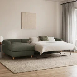 Vati 114" Left Storage Sleeper Sectional - Silver Moss