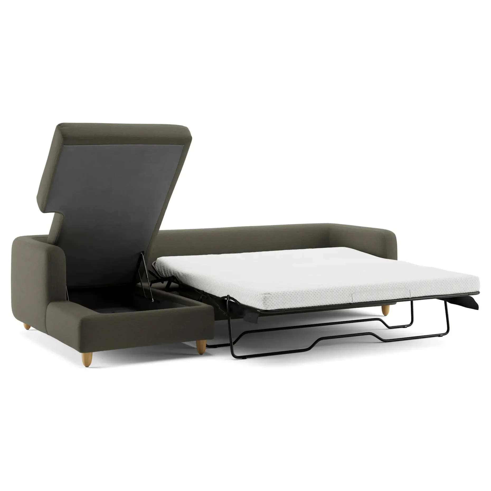 Vati 114" Left Storage Sleeper Sectional - Silver Moss