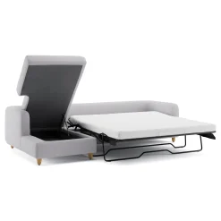 Vati 114" Left Storage Sleeper Sectional - Silver Ivory