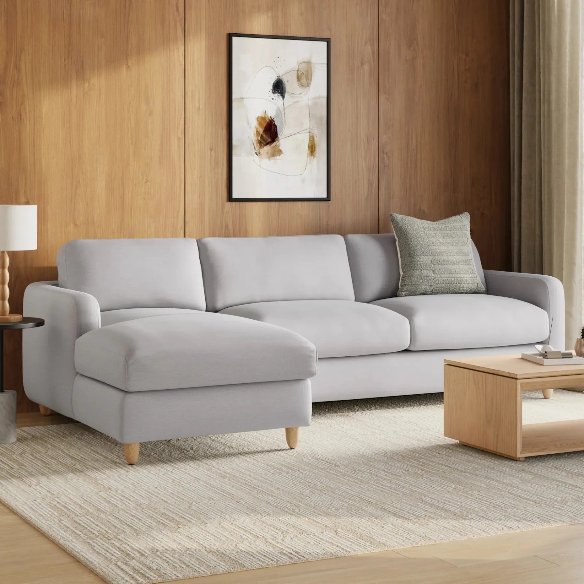 Vati 114" Left Storage Sleeper Sectional - Silver Ivory
