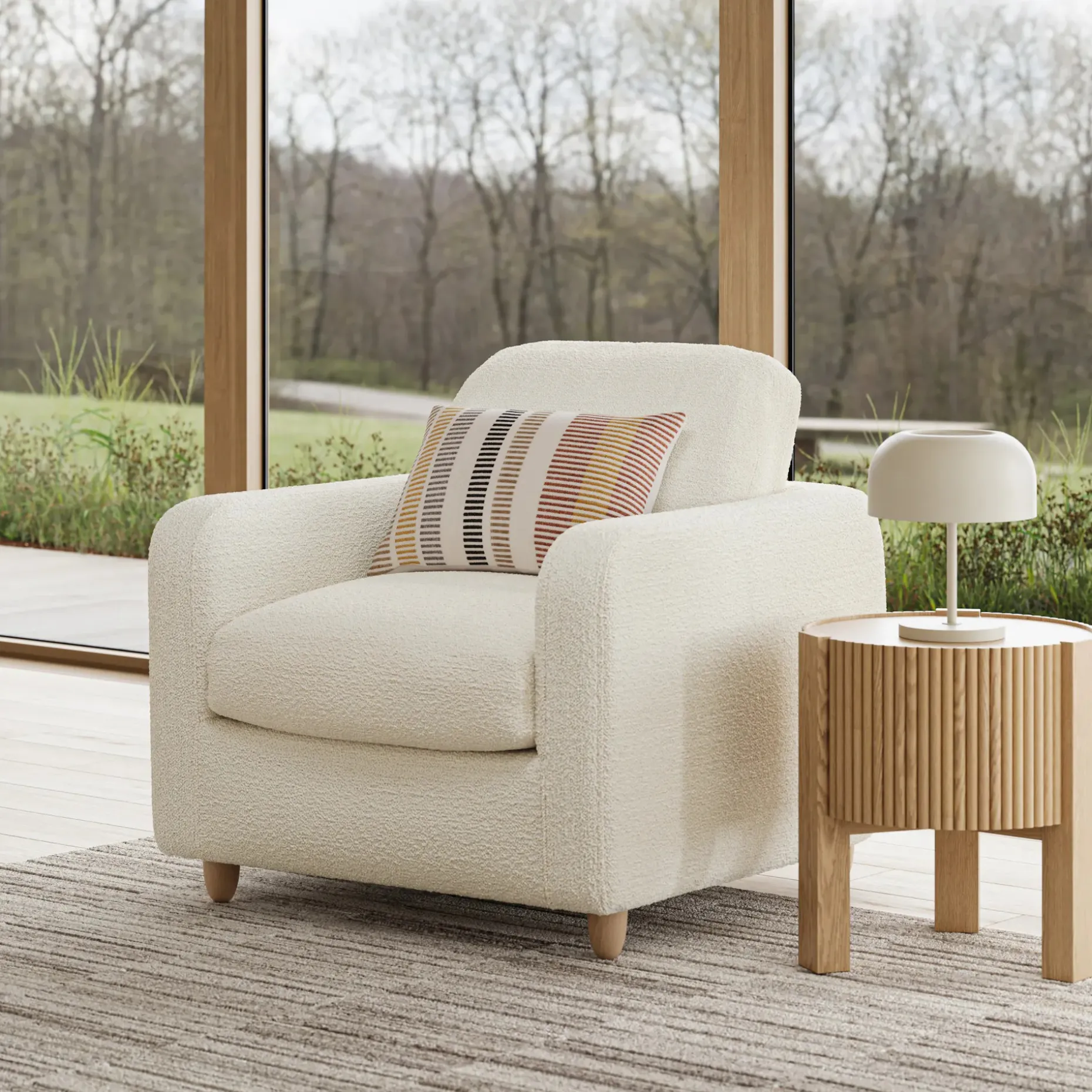 Vati 37" Lounge Chair - Ivory Wool Bouclé