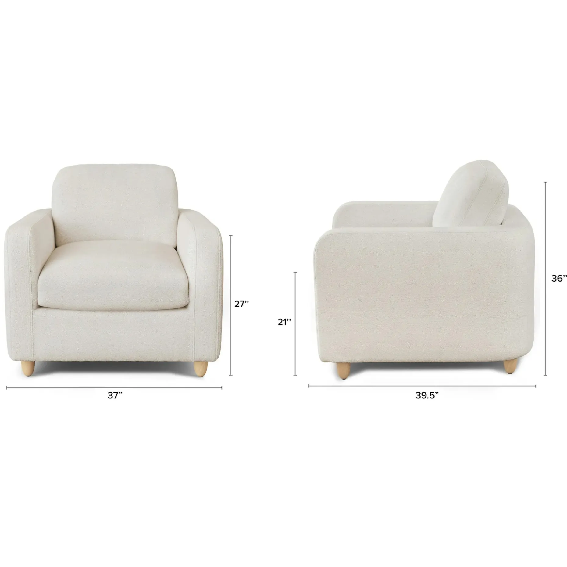 Vati 37" Lounge Chair - Ivory Wool Bouclé