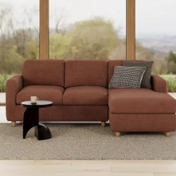 Vati 90.5" Right Storage Sectional - Natural Oak and Napa Rust