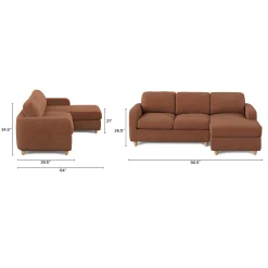 Vati 90.5" Right Storage Sectional - Natural Oak and Napa Rust